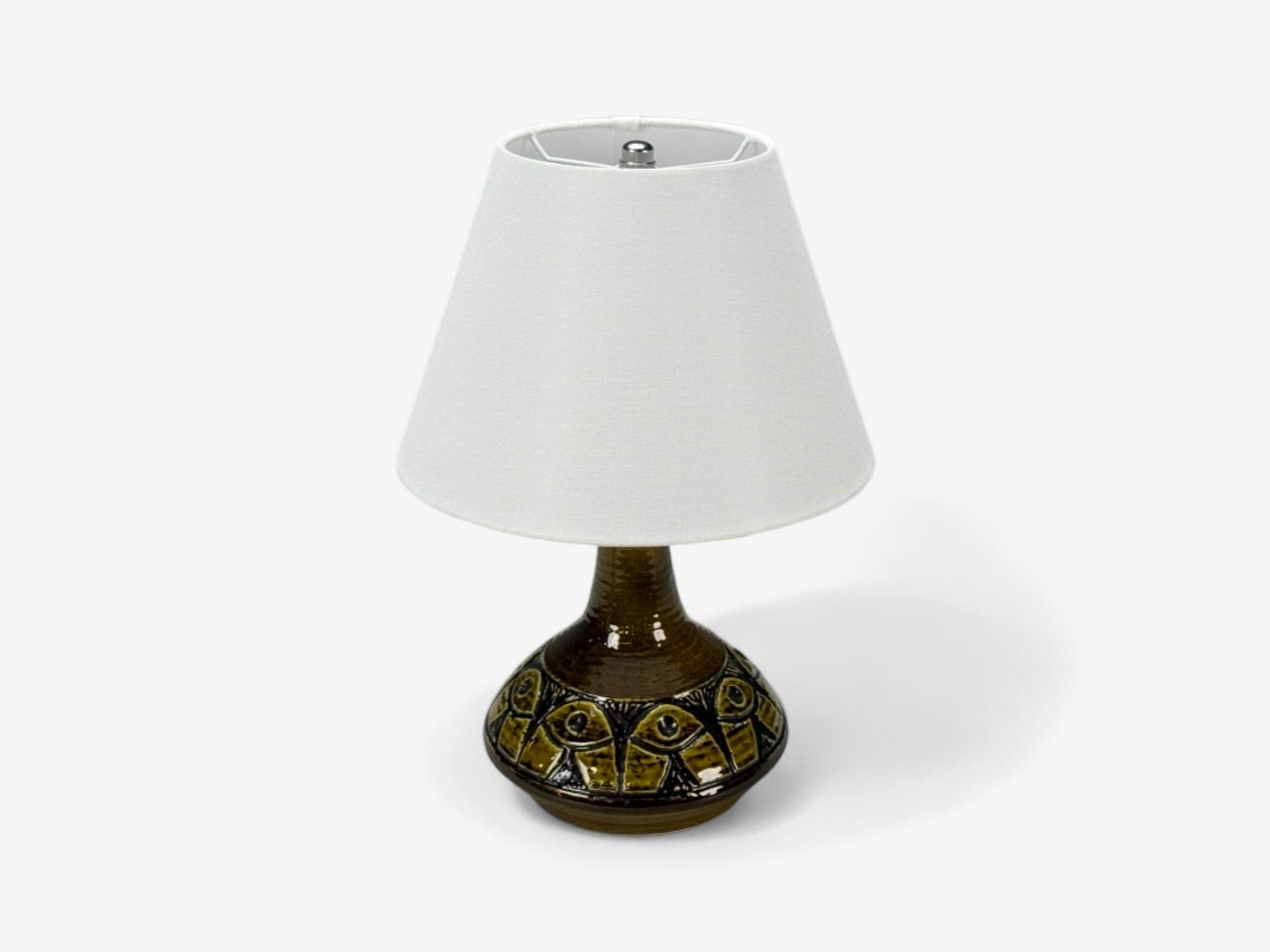 Arne Finne Nielsen, Olive Green Stoneware, Table Lamp, Denmark, 1960s