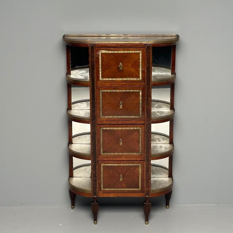 French Louis XVI Demilune Chest of Drawers, Vitrine / Showcase Cabinet