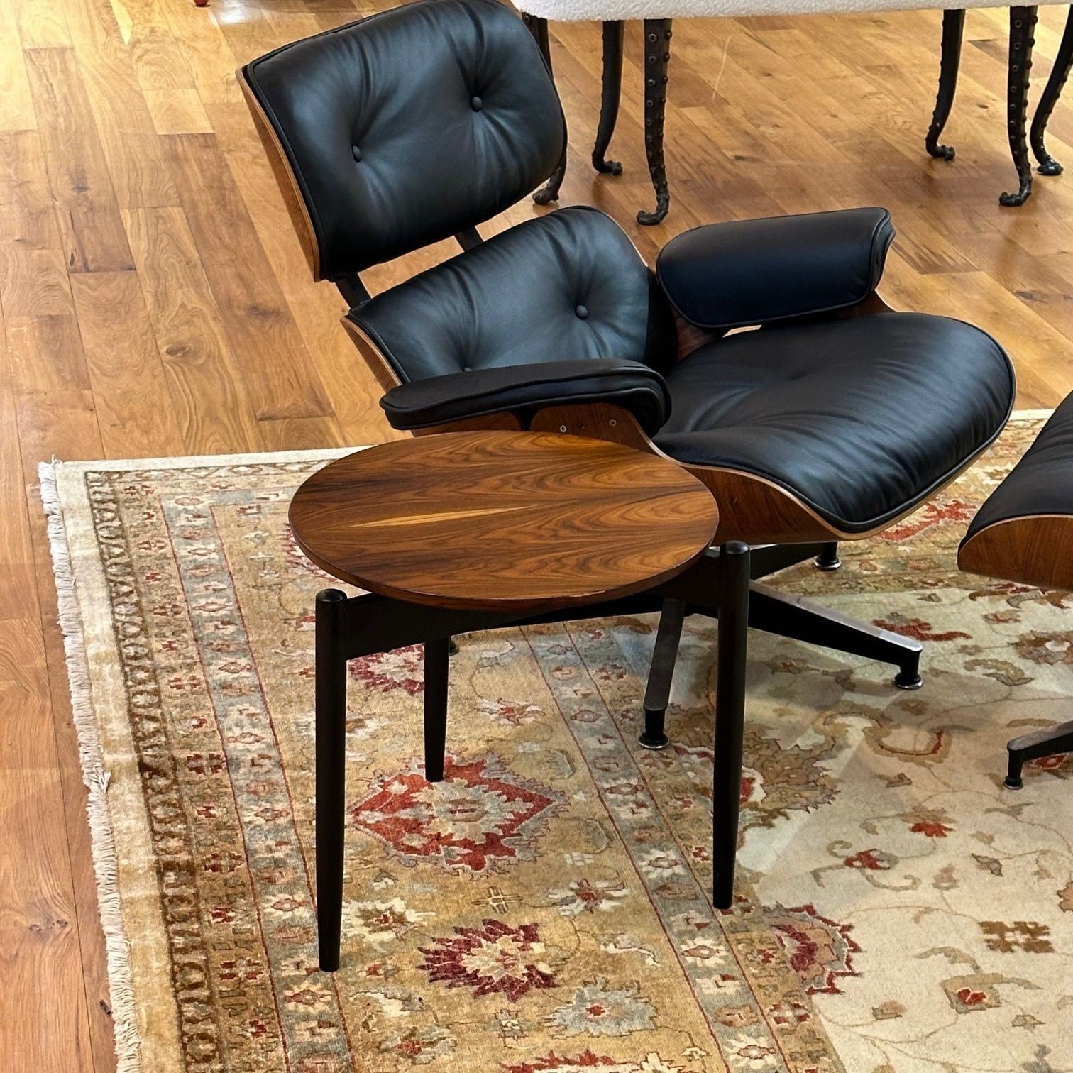 American Mid-Century Modern, Tripod Side Tables, Rosewood Veneer, Painted Wood