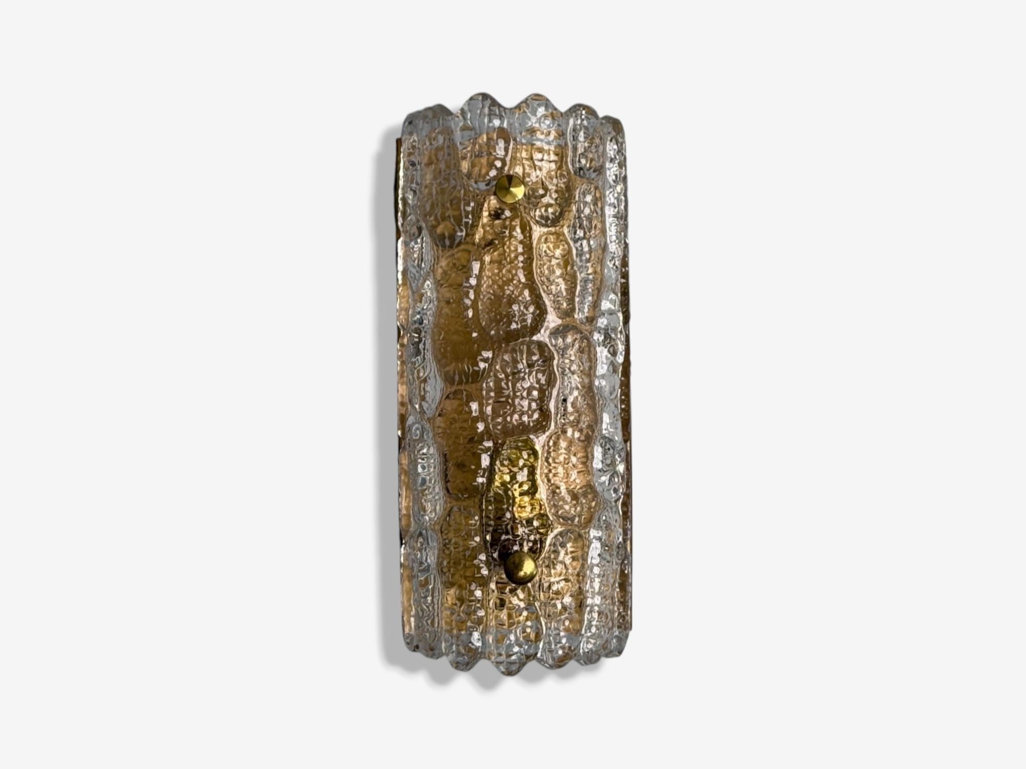 Carl Fagerlund, Textured Glass, Brass, Wall Lights, Sweden, 1960s
