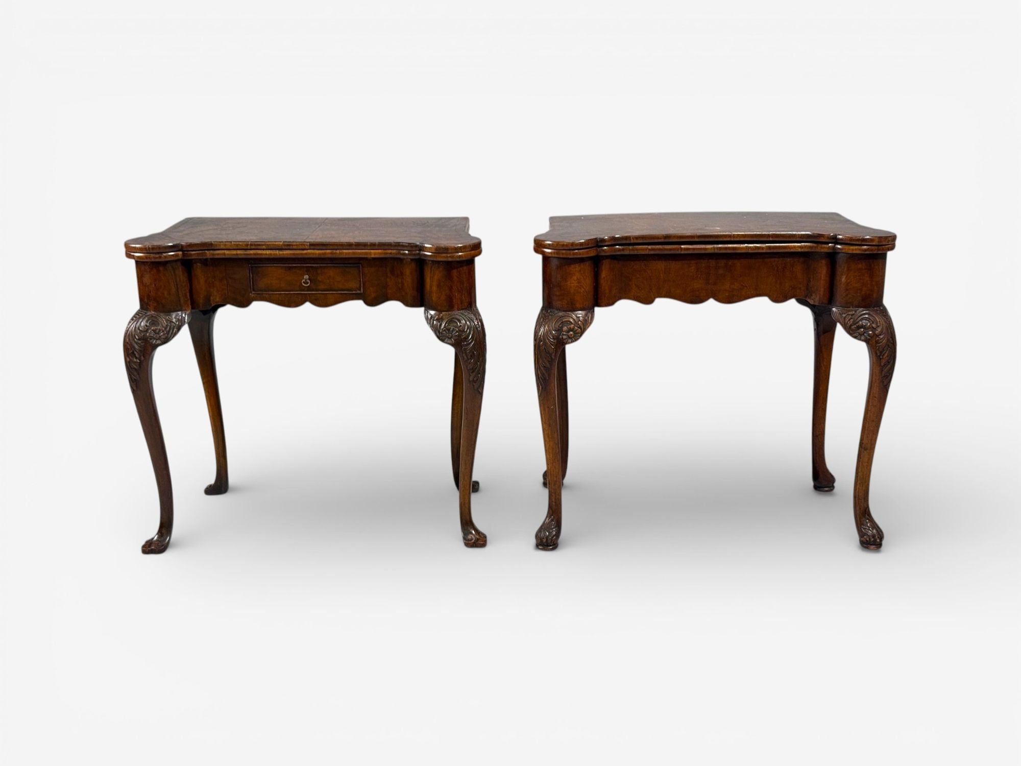 Georgian, Card or Game Tables, A Pair, Tapestry, Mahogany, 18th Century