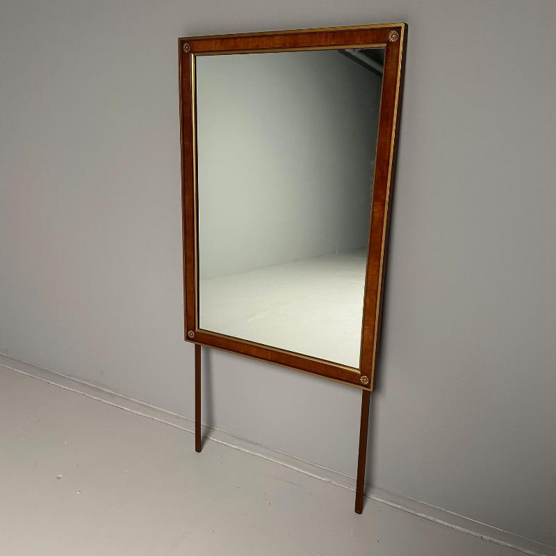 Walnut Bronze Mounted Hollywood Regency Wall or Dresser, Console Mirror