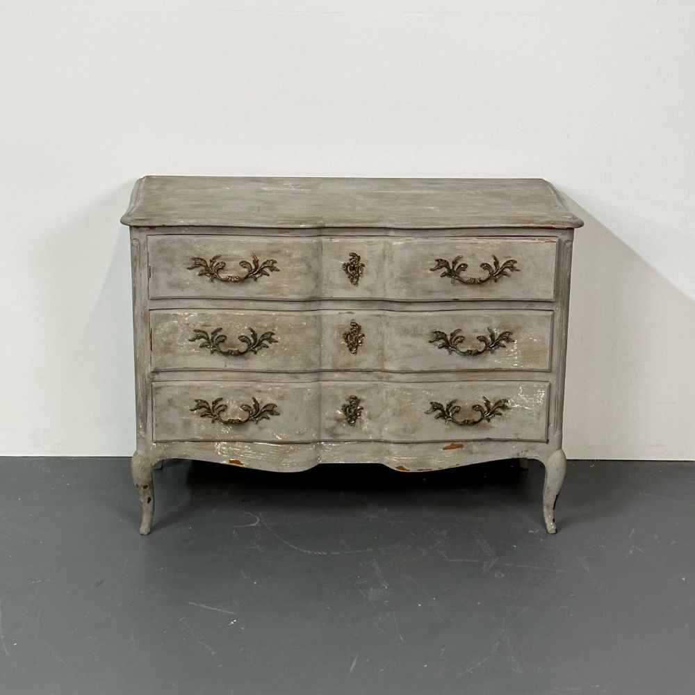 Provincial Gustavian Style Swedish Paint Decorated / Distressed Commode, Chest