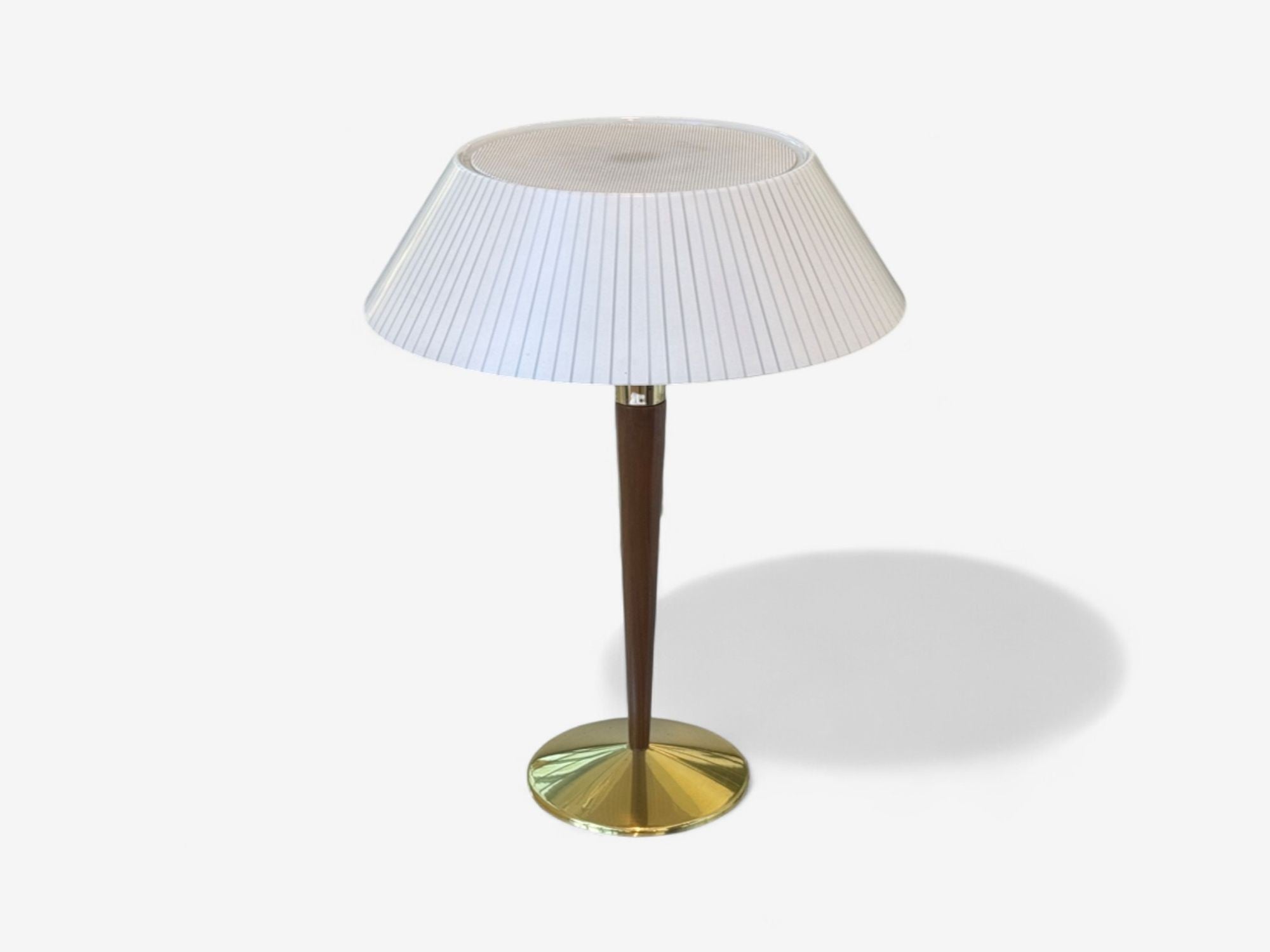 Gerald Thurston, Teak, Brass, Plastic, Table Lamp, USA, 1960s