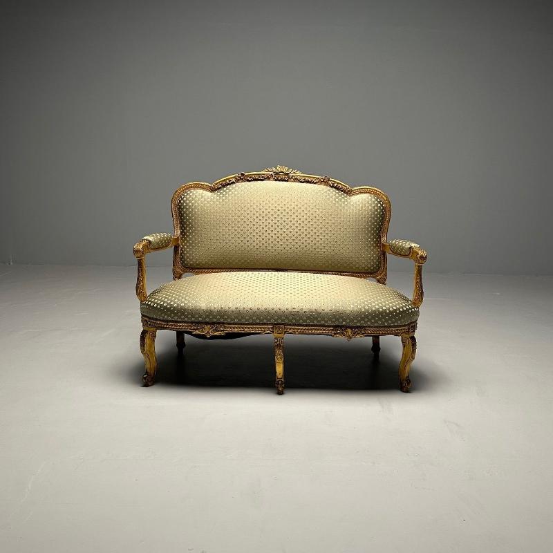 19th Century Settee / Canape, Durand, Louis XV, Giltwood, Scalamandre Upholstery