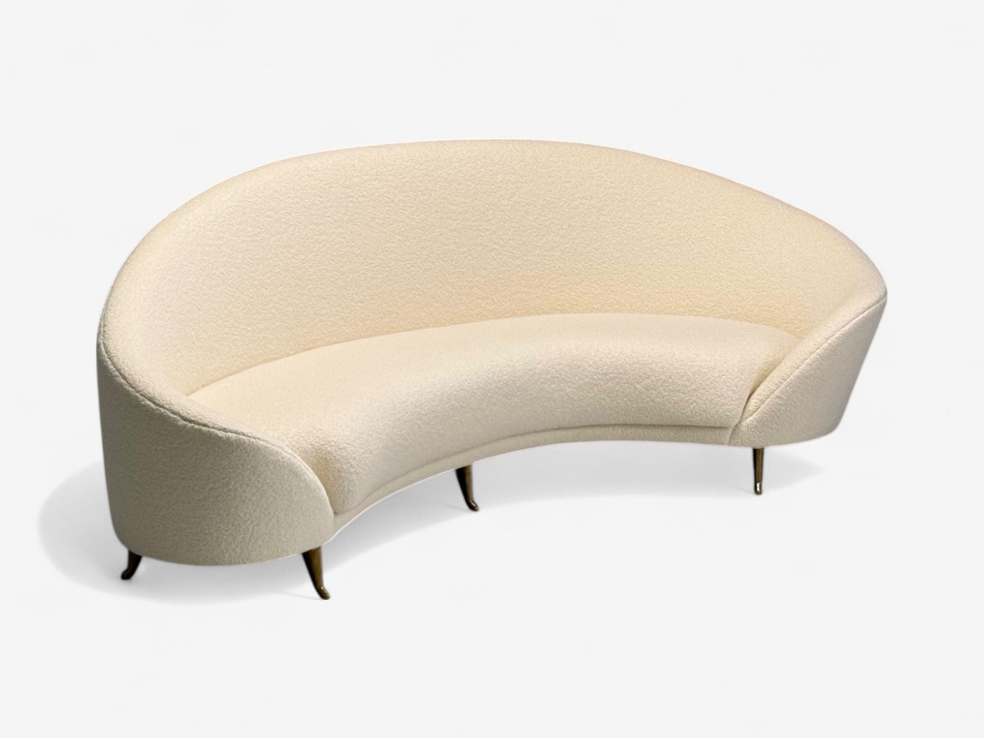 Federico Munari, Italian Modern, White Boucle, Bronze, Italy, 1950s