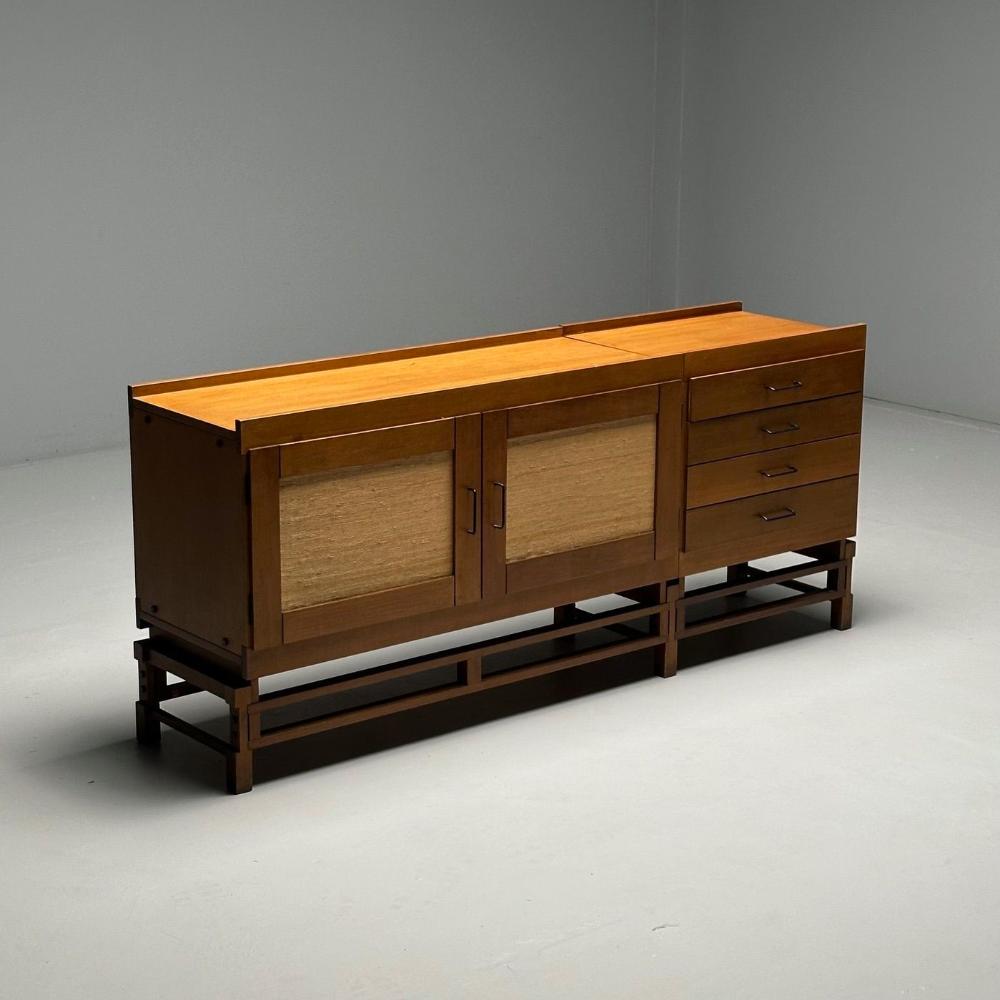 Leonardo Fiori, Italian Mid-Century Modern, Sideboard, Wengé, Seagrass, 1950s