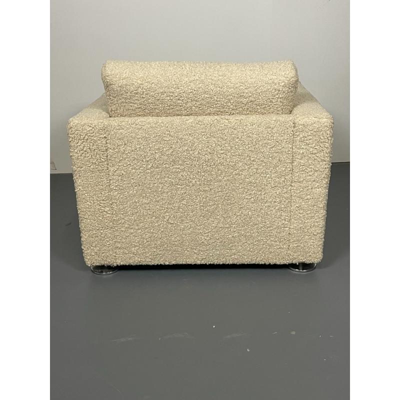 Pair Stendig Arm Chairs, Switzerland, New Sheepskin Boucle, Mid Century Modern