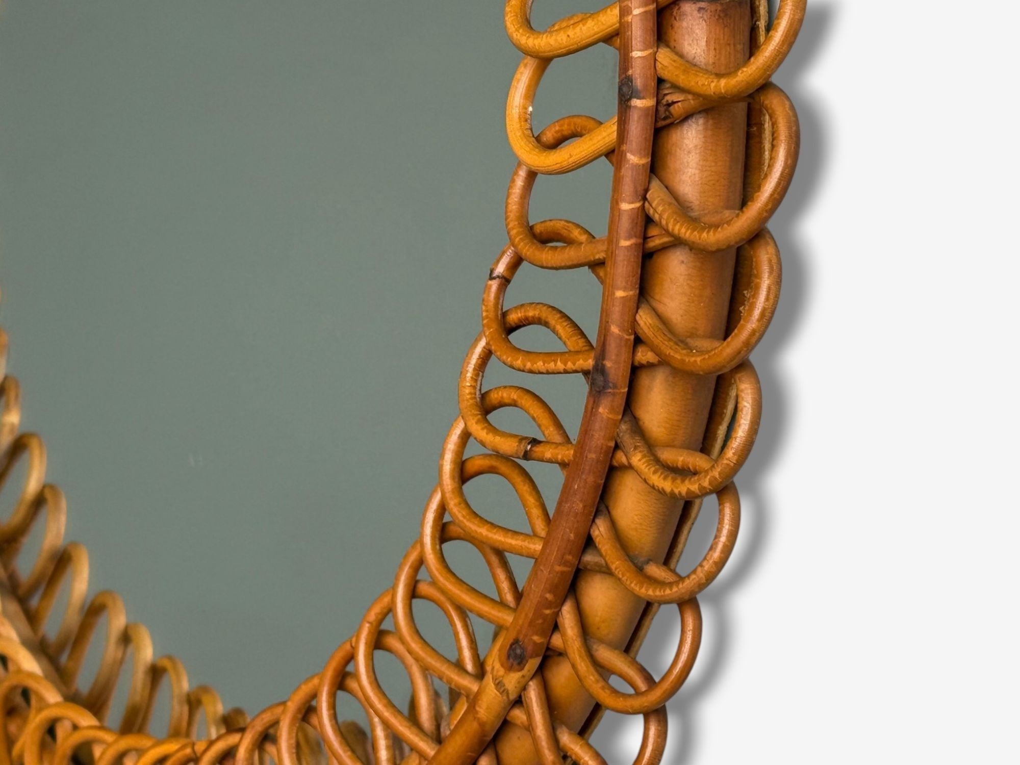 Franco Albini attr., Italian Modern, Bamboo, Cane, Wall Mirror, Italy, 1950s