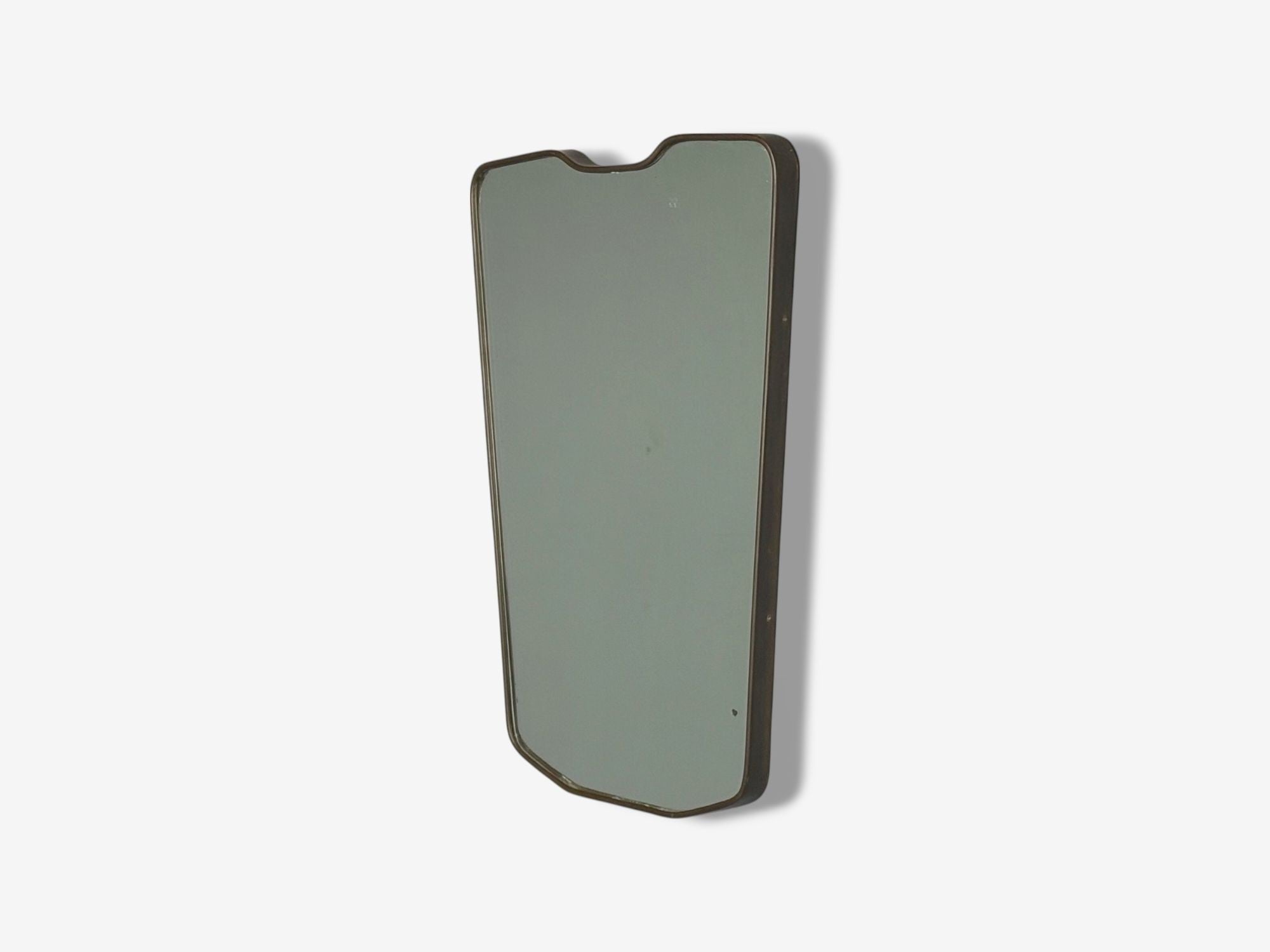 Italian Modern, Brass, Glass, Wall Mirror, Italy, 1950s