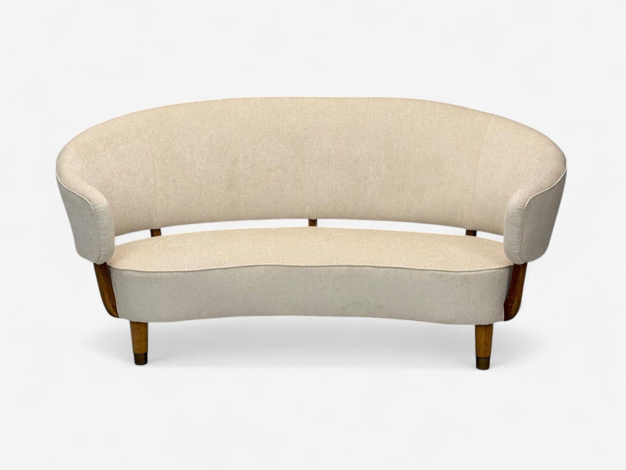 Aage Sattrup, Beech, Fabric, Rare Floating Sofa, Denmark, 1950s