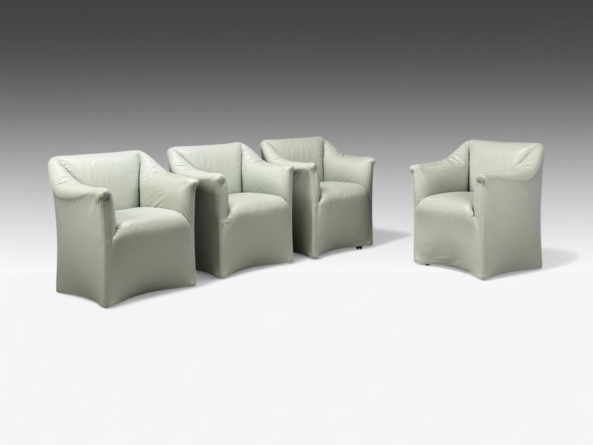 Mario Bellini, Italian Modern, Leather, Four Model 684 Armchairs, Italy, 1980s