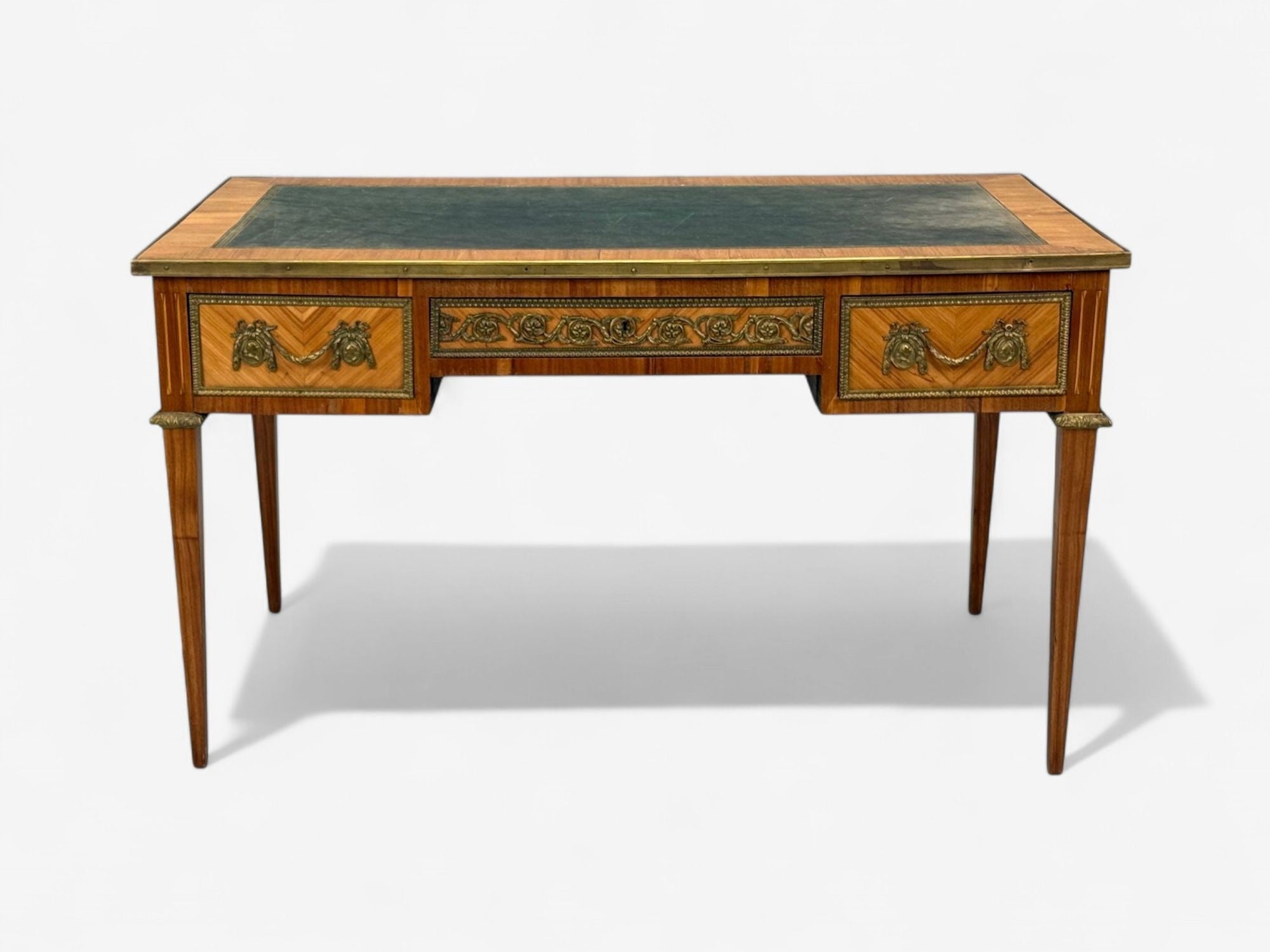 Louis XVI Style, Marquetry, Leather, Writing Desk, France, 19th.