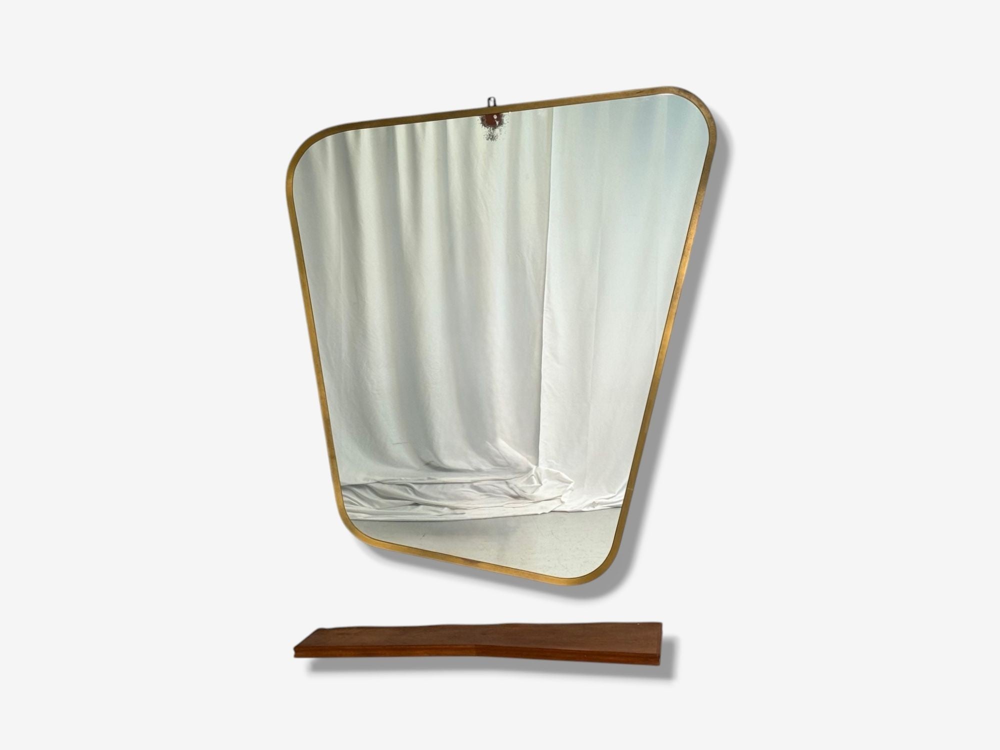 Italian Modern, Cherrywood, Glass, Console with Mirror, Italy, 1950s