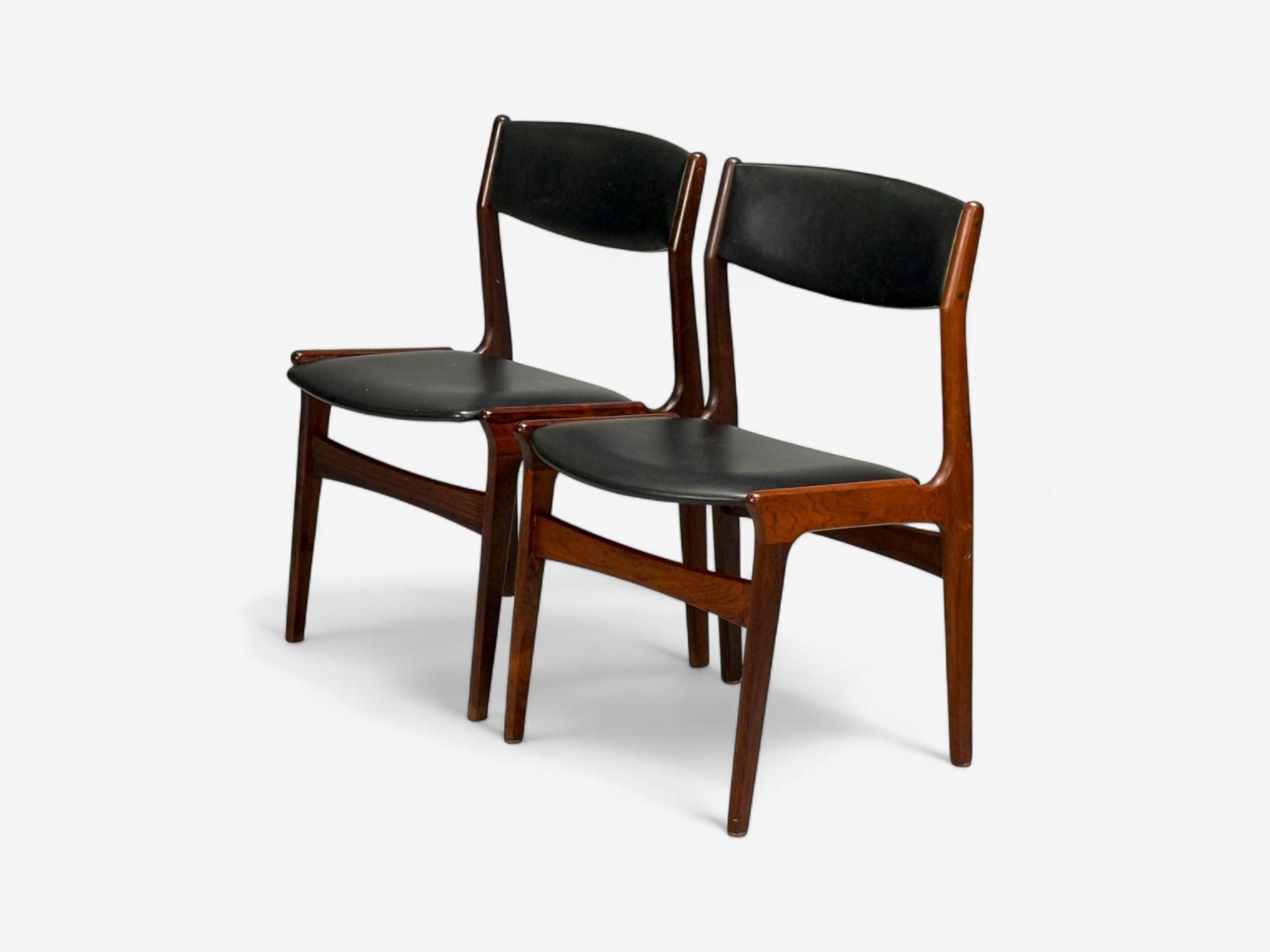 Danish Modern, Rosewood, Leatherette, Dining Chairs, Denmark, 1950s