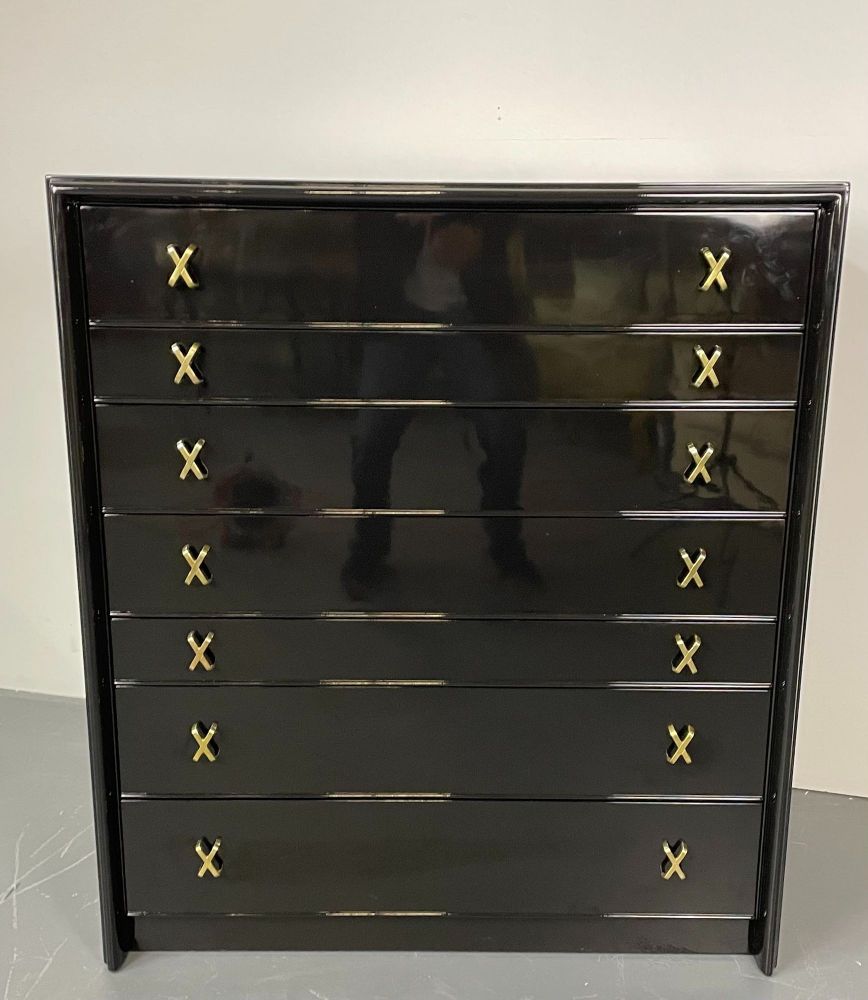 Hollywood Regency Ebony Dresser or Chest, Paul Frankl / John Stuart, Refinished