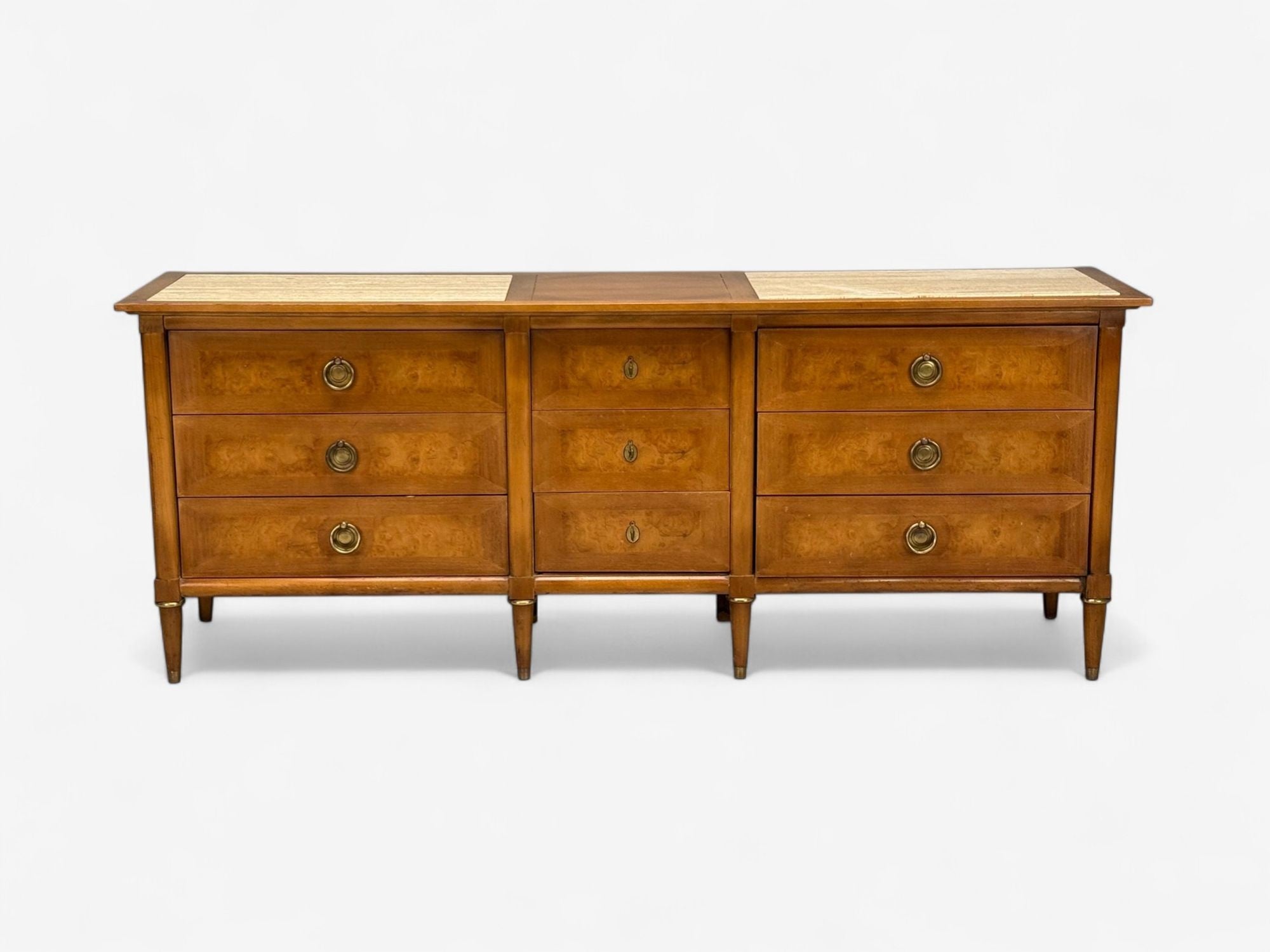 American of Martinsville, Walnut, Travertine, Sideboard, USA, 1960s