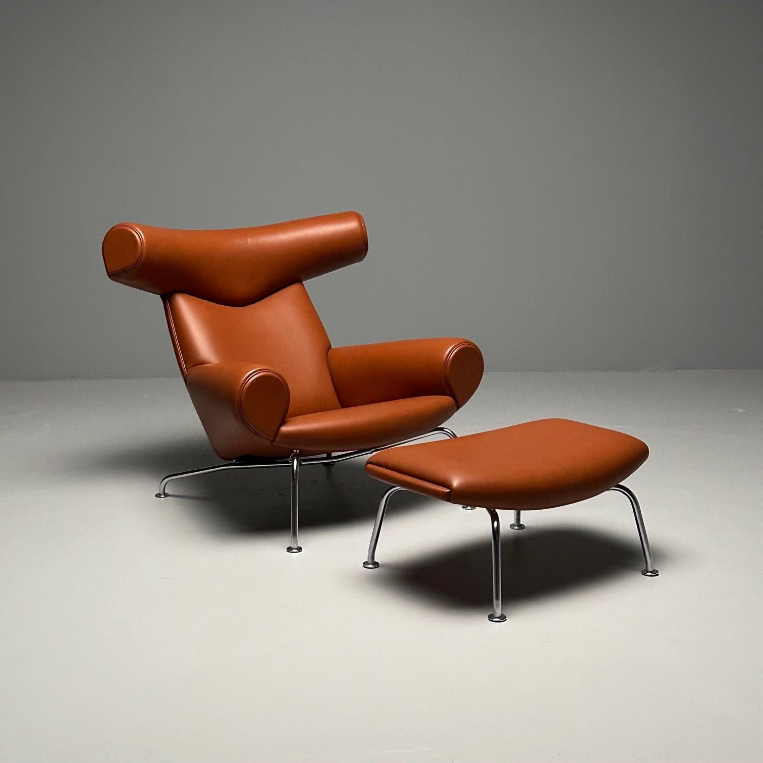Danish Mid-Century Modern Ox Lounge Chair and Ottoman by Hans Wegner, Jørgensen