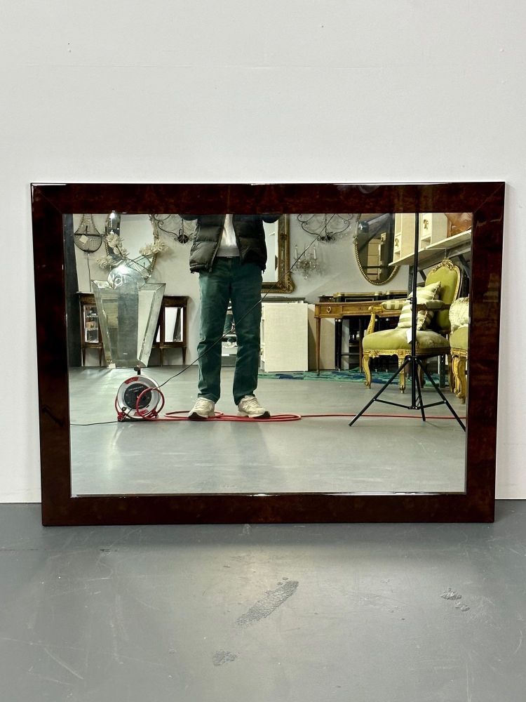 Modern Rectangular Lacquered Faux Tortoise Wall / Console Mirror, Made in Italy