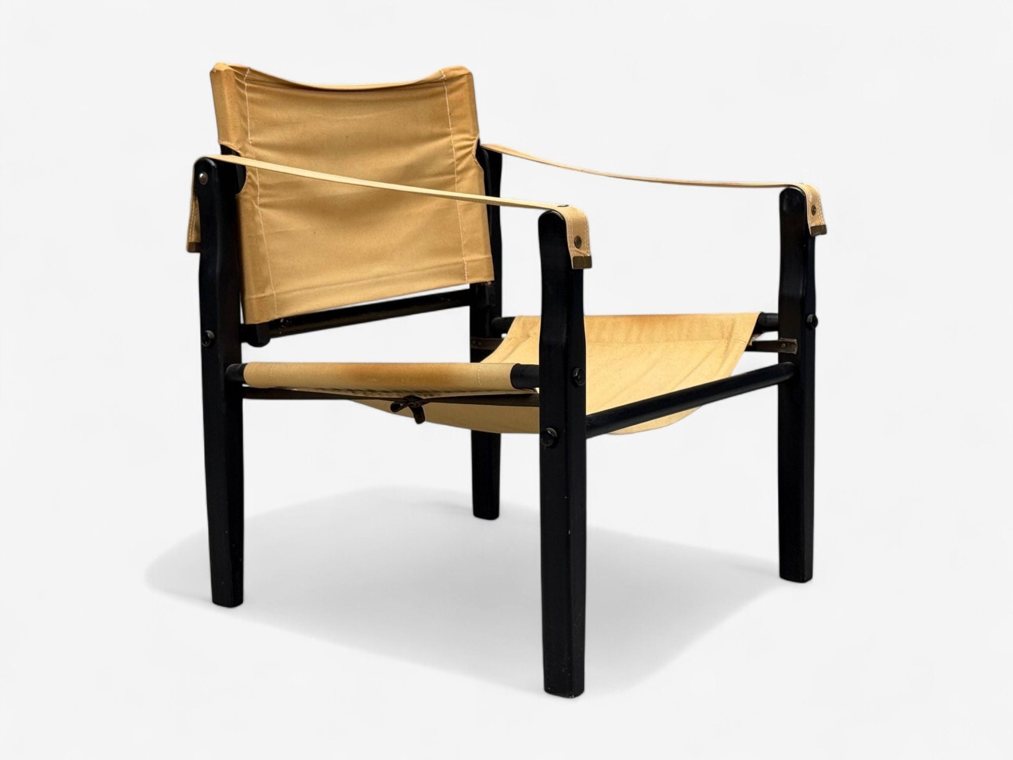 Gold Medal Folding Furniture Co., Leatherette, Wood, Safari Chair, USA, 1960s