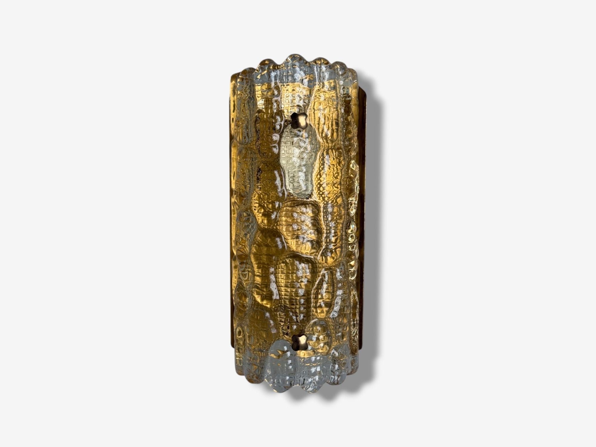 Lyfa, Textured Glass, Patinated Brass, Wall Light, Sweden, 1970s