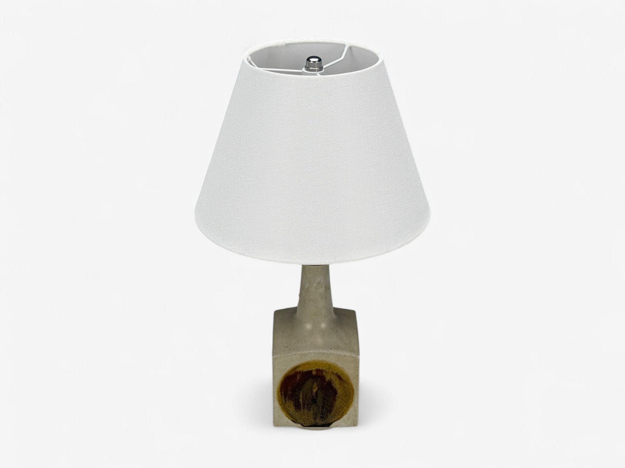 Knabstrup Attribution, Beige Stoneware, Table Lamp, Denmark, 1960s