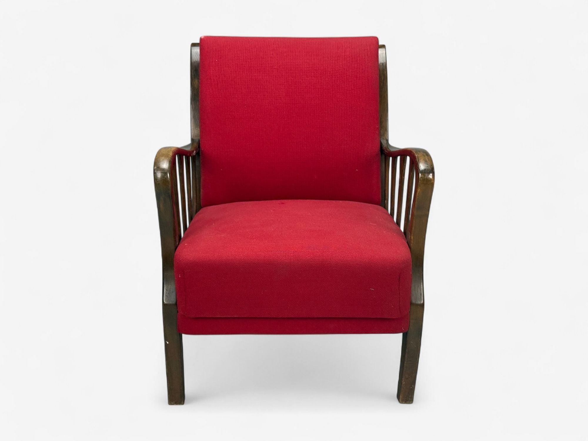 Josef Frank Attribution, Red Fabric, Wood, Denmark, 1950s