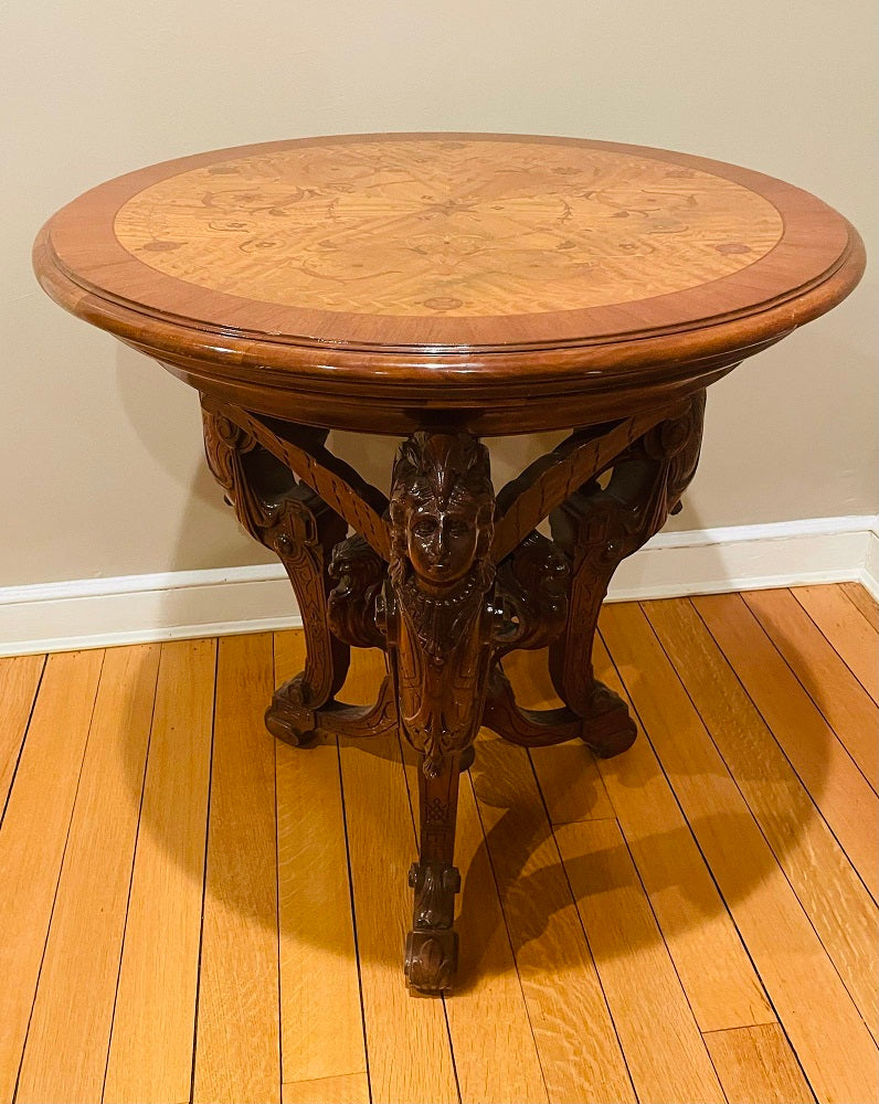 Pair R. J. Horner End Tables, Side or Pedestal Tables, Carved, Inlaid, Rare