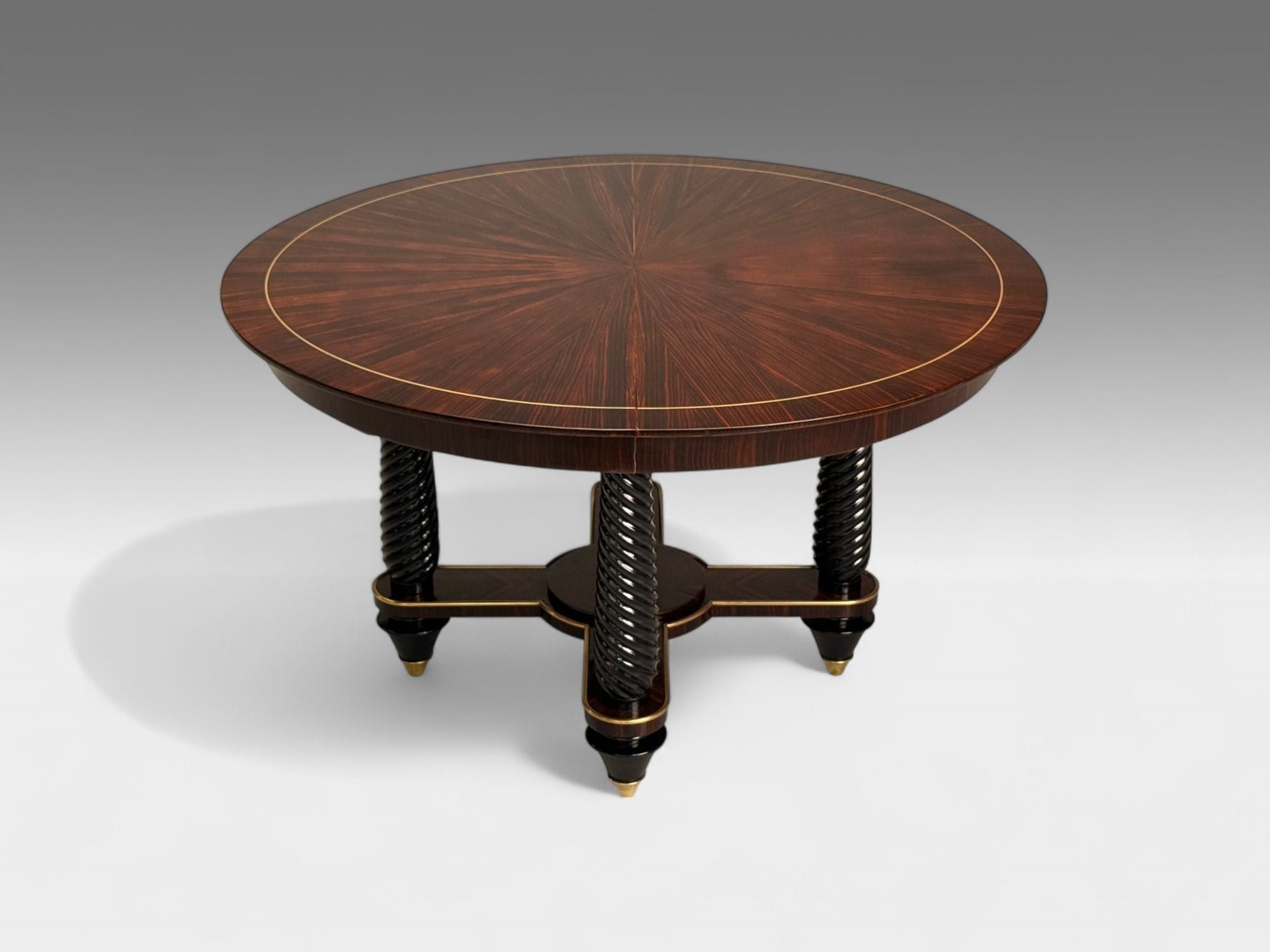 Regency, Macassar, Ebony, Brass Inlay, Center Table, France, 1970s