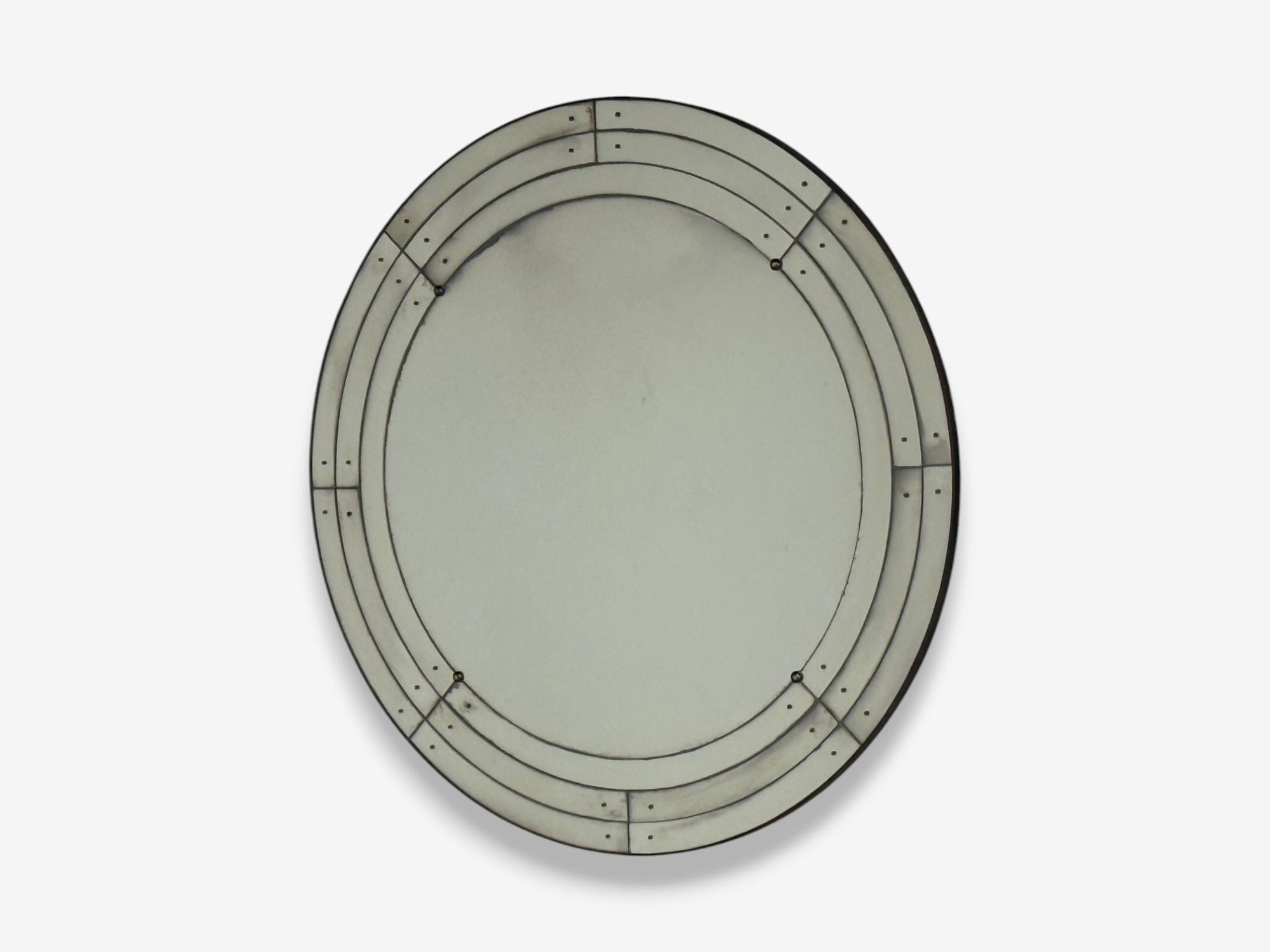 Art Deco Style, Antique Glass, Painted Wood, Round Venetian Wall Mirrors