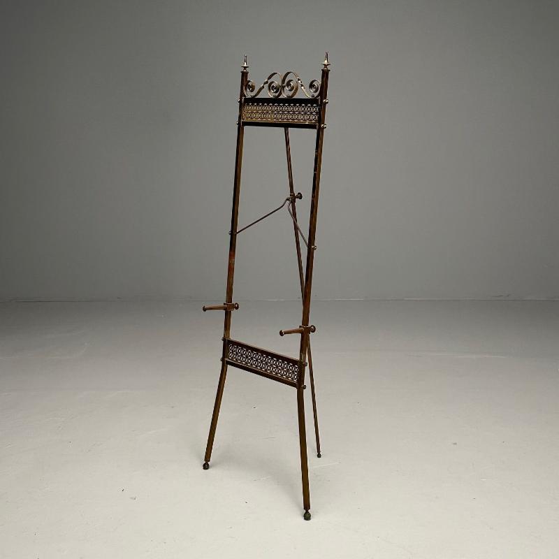 French Neoclassical, Antique Standing Easel, Bronze, France, 1940s