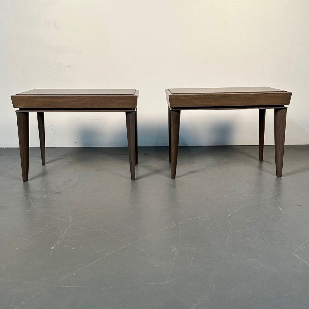 Pair of Mid-Century Modern Paul Frankl Labeled Brown Saltman Side / End Tables