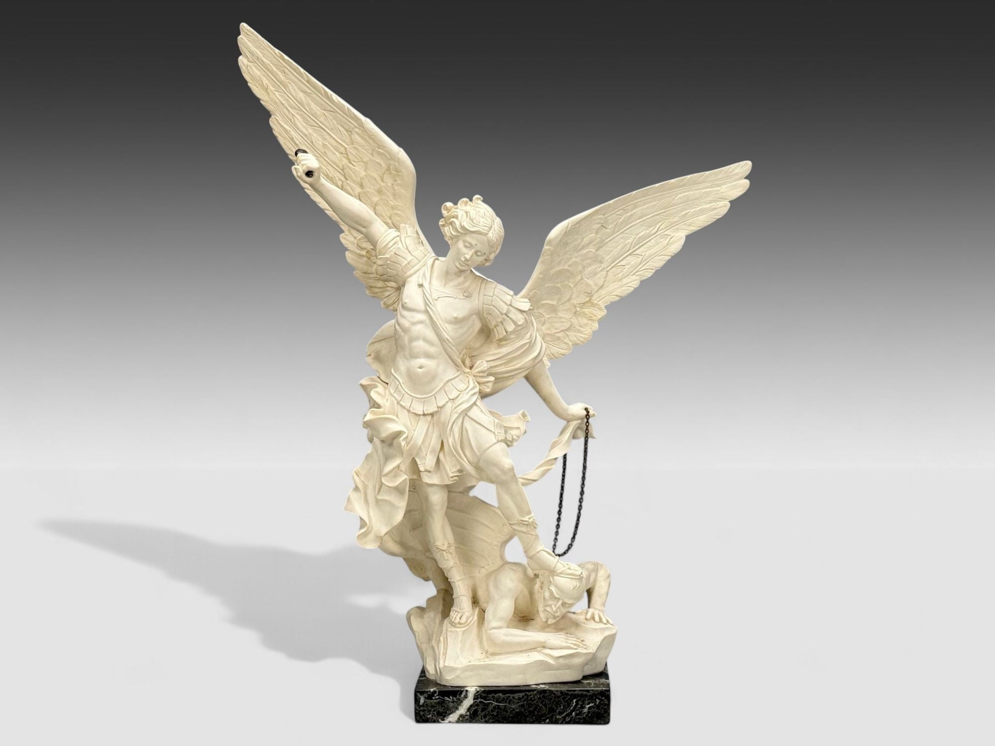Statue of Saint Michael the Archangel, Composite, Marble Base, Italy, 20th c.