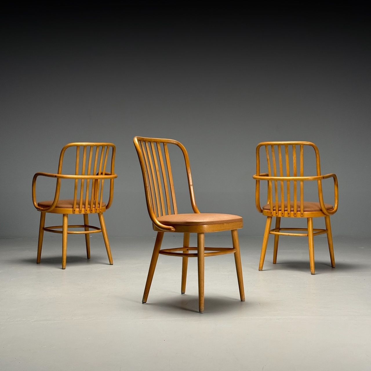 Josef Hoffmann, Ligna, Mid-Century Modern, Bistro Chairs, Czech Republic, 1970s