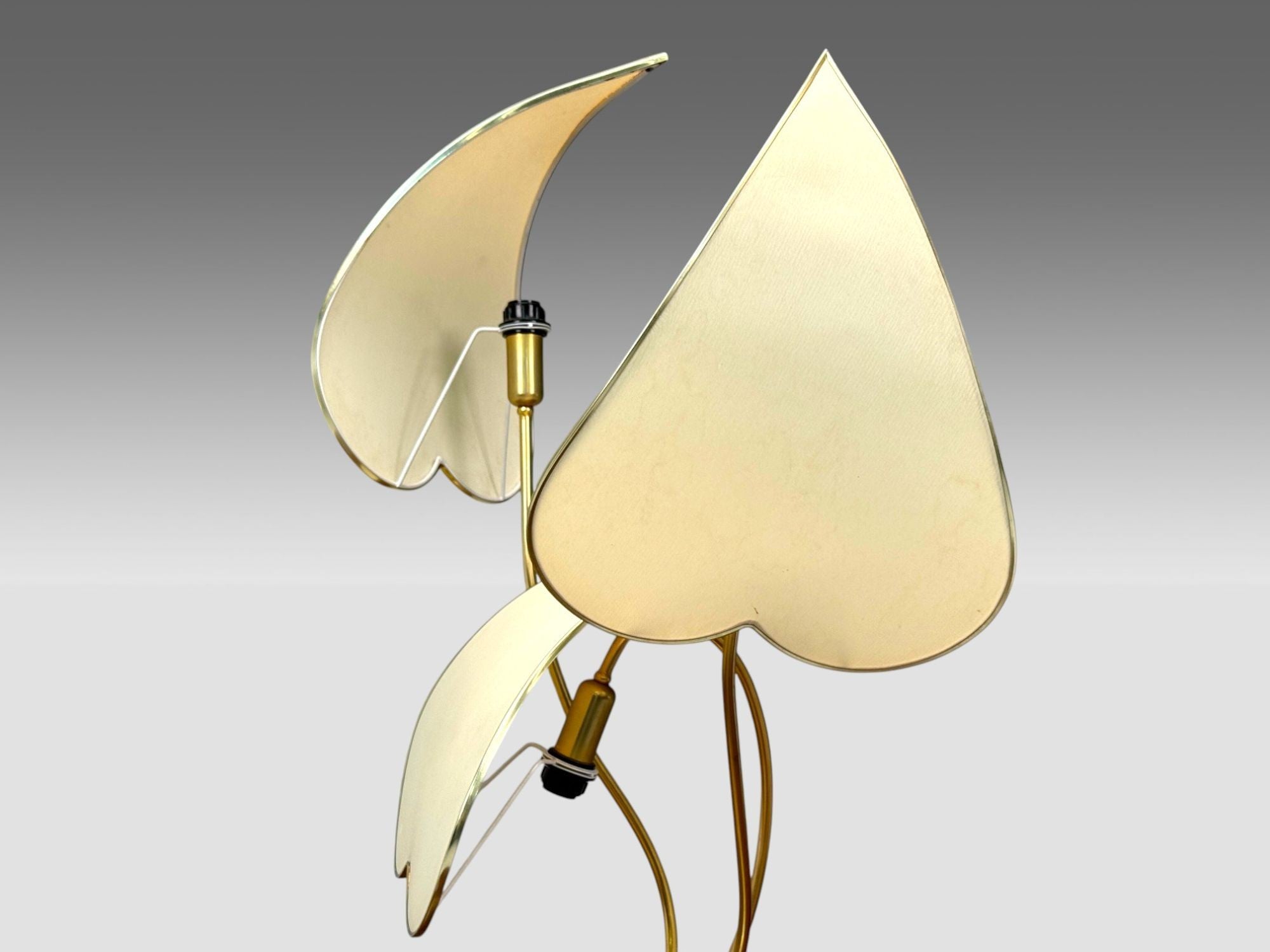 Italian Modern, Gilt Iron, Fabric, Large Table Lamp, Italy, 1970s