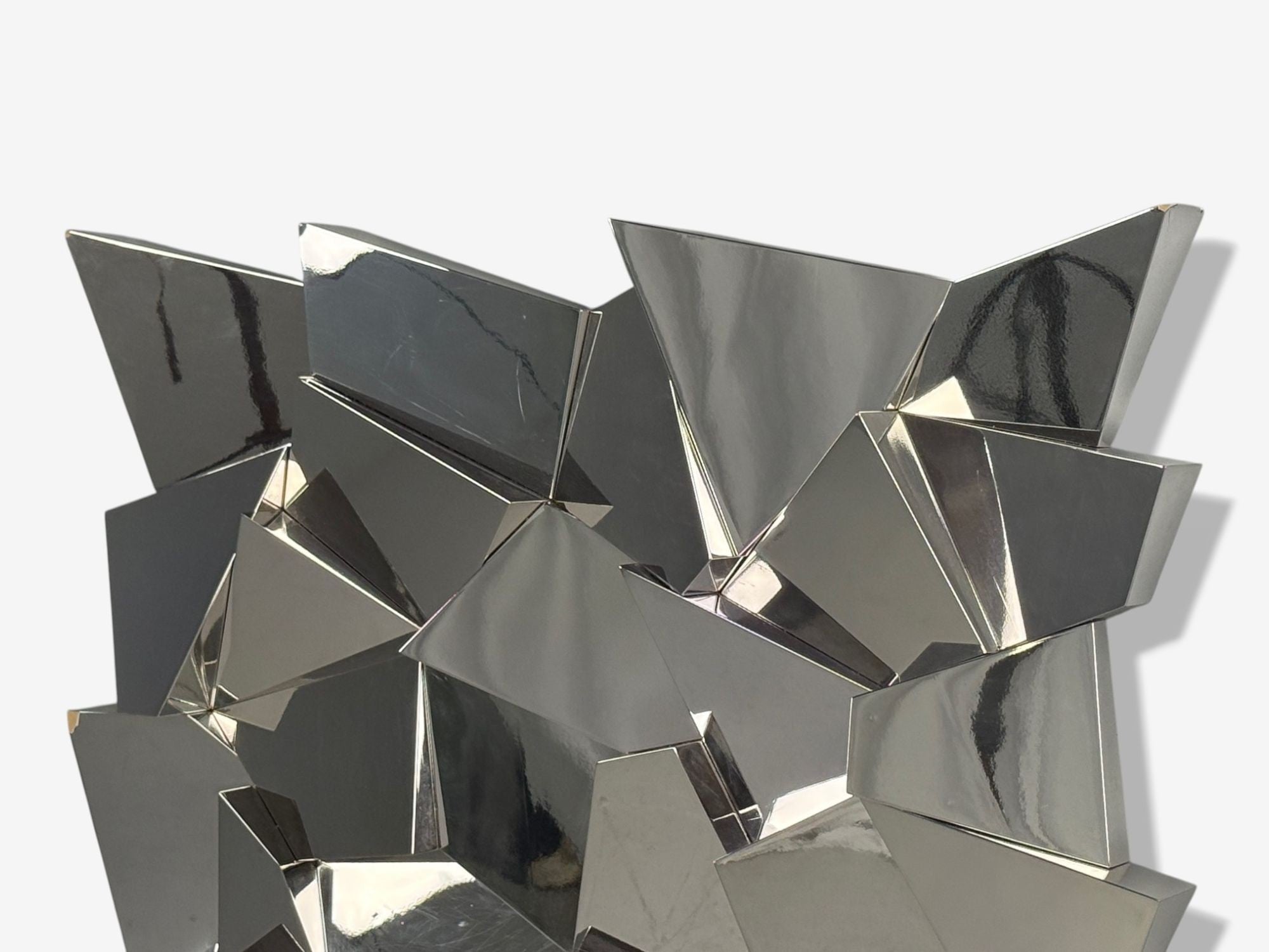 Brutalist Style, Geometric Chrome Wall Mirror, American, 2010s