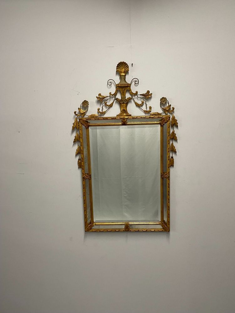 Adams Style Wall / Console / Pier Mirror, Giltwood, Floral Motif