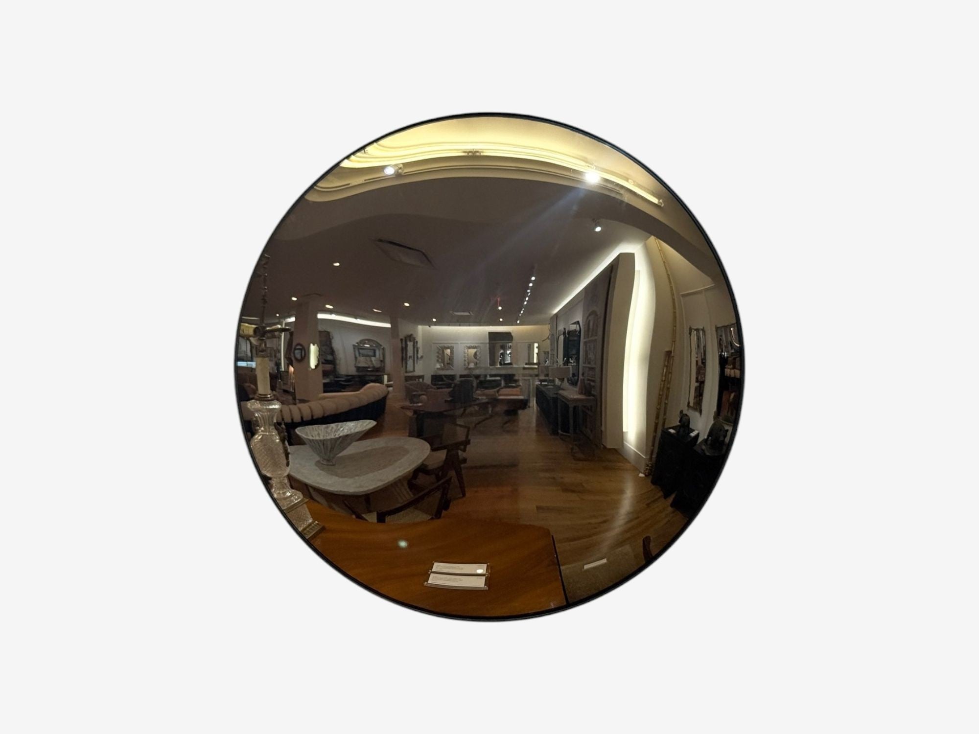 Contemporary, Convex Glass, Brass, Silver Space Age Wall Mirror