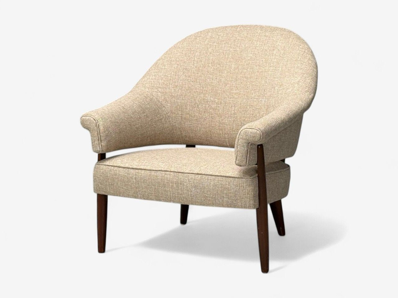 Swedish Modern, Teak, Beige Wool, Floating Lounge Chair, Sweden, 1960s