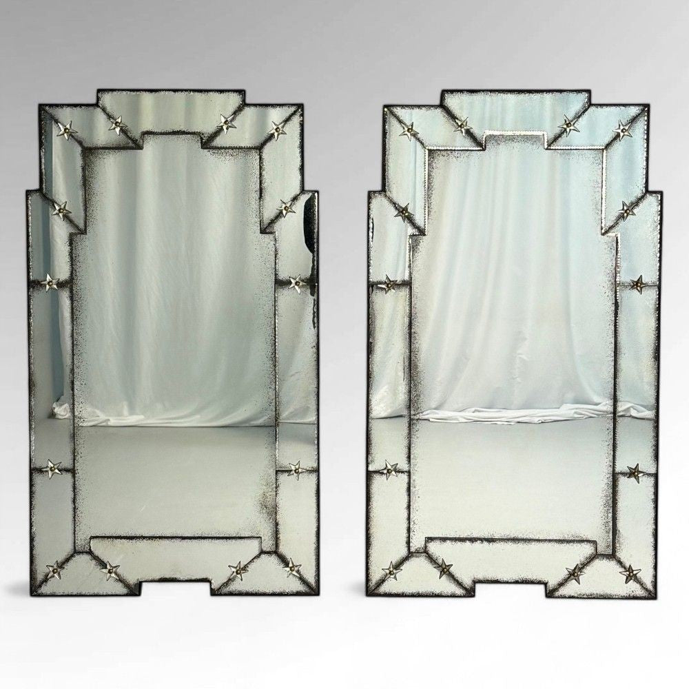Art Deco Style, Antique and Beveled Glass, Venetian Wall Mirrors, 21st C.