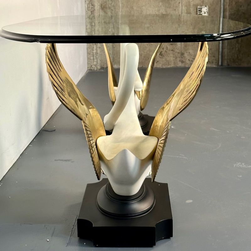 Hollywood Regency Maison Jansen Swan / Dove Coffee, Cocktail Table, France 1970s