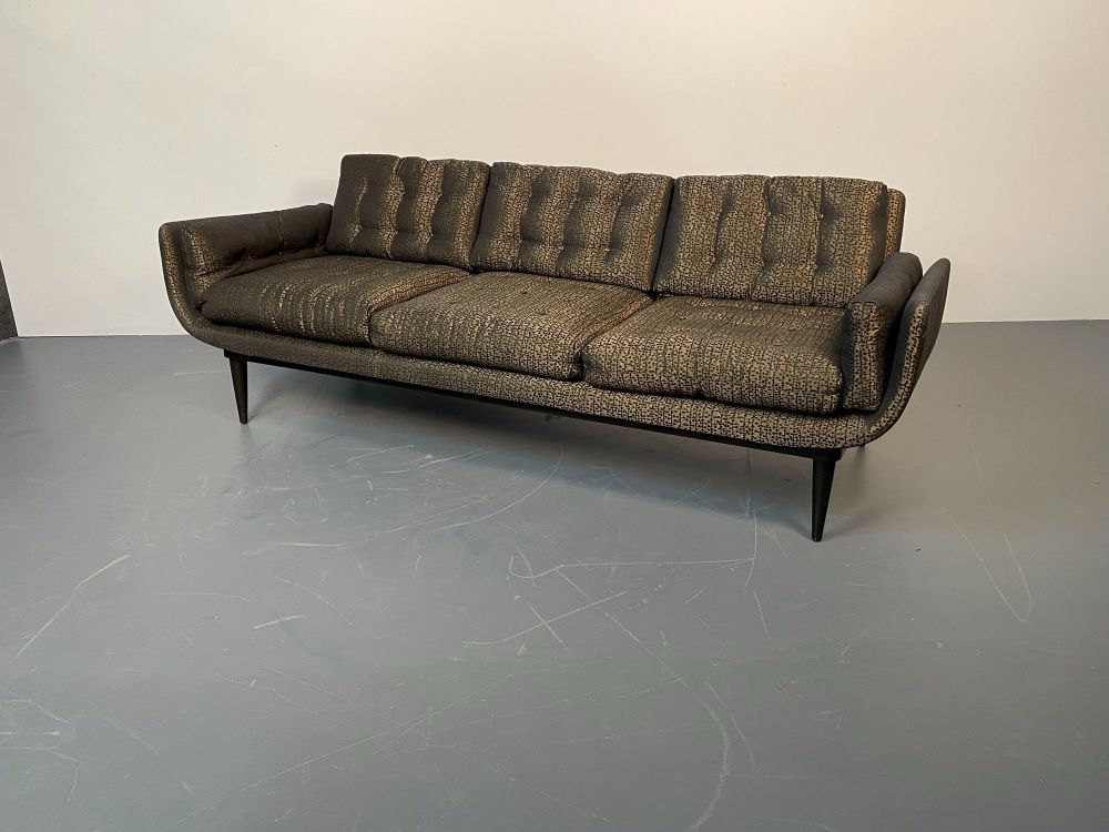 Mid-Century Modern Curved Sofa / Settee, Adrian Pearsall Style, Three-Seater