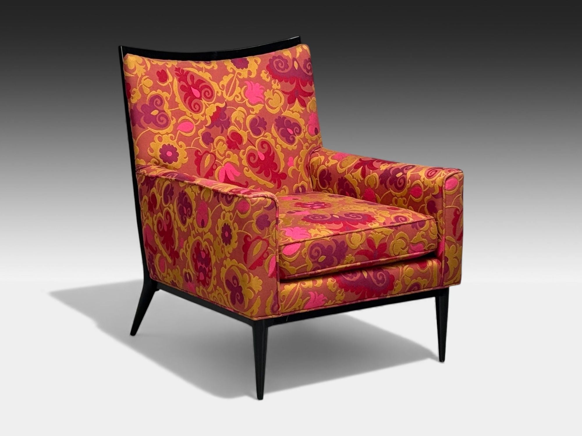 Paul McCobb, Ebonized Wood, Fabric, Lounge Chairs, USA, 1950s