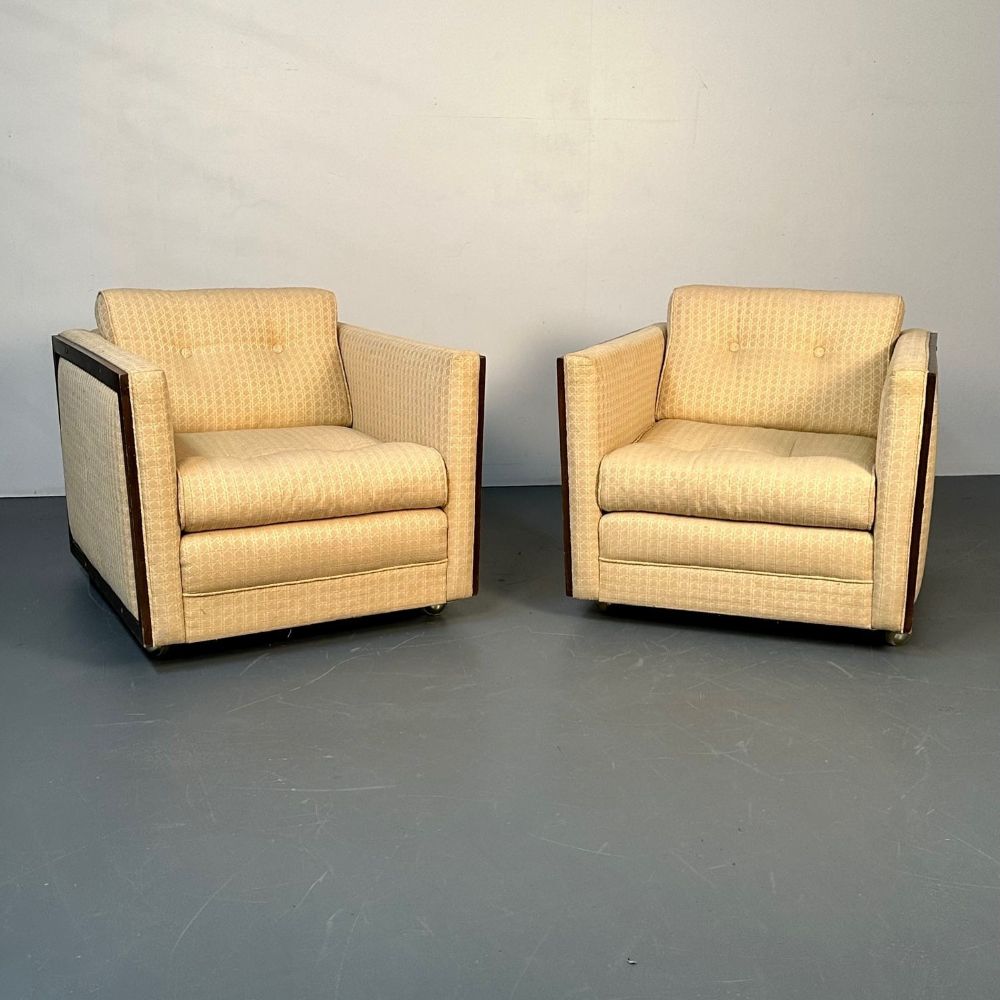 Pair Mid-Century Modern Lounge / Club Chairs, George Nelson Style, Box-Form