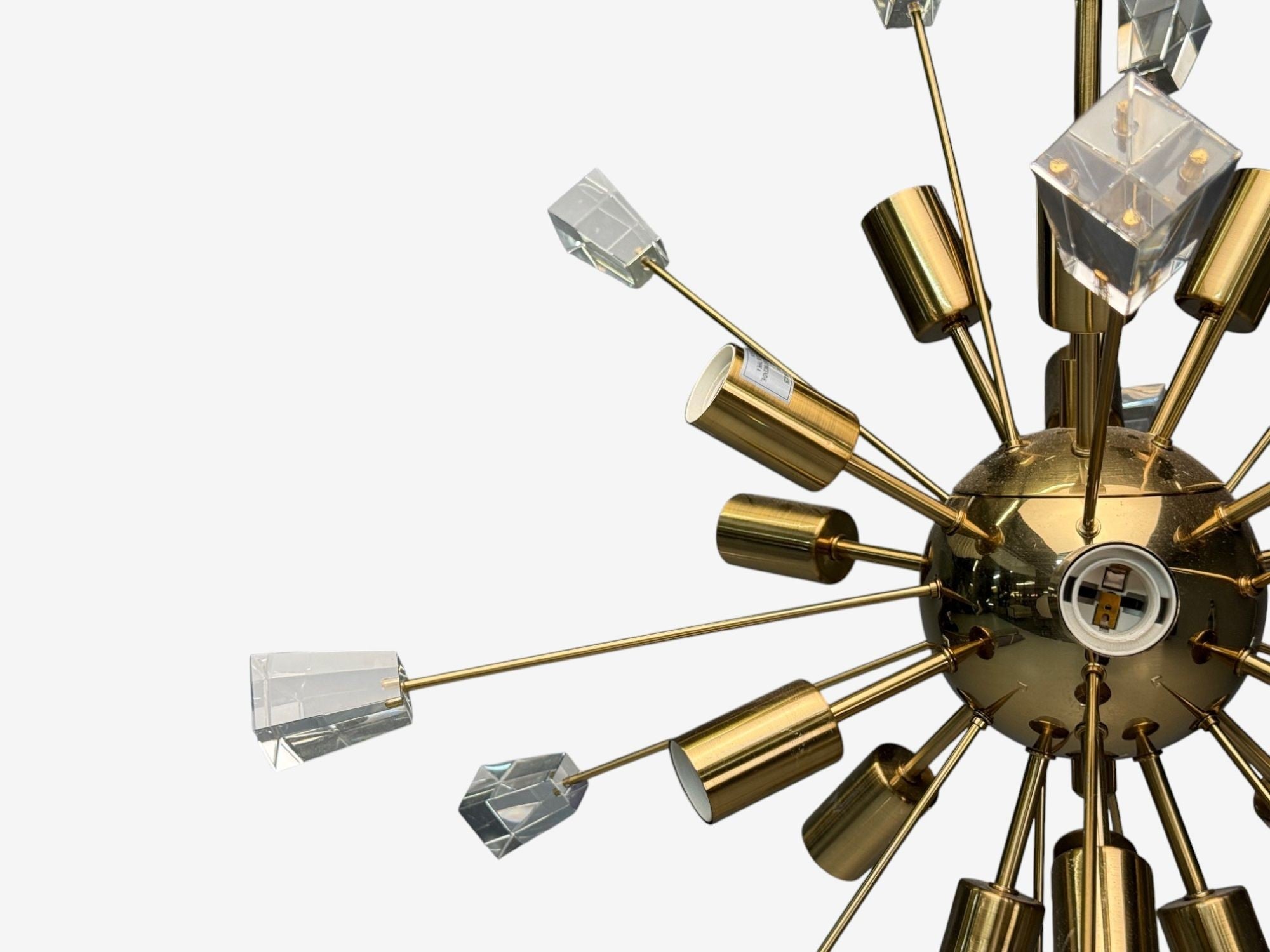 American Modern, Brass, Lucite, Sputnik Chandelier, USA, 1980s