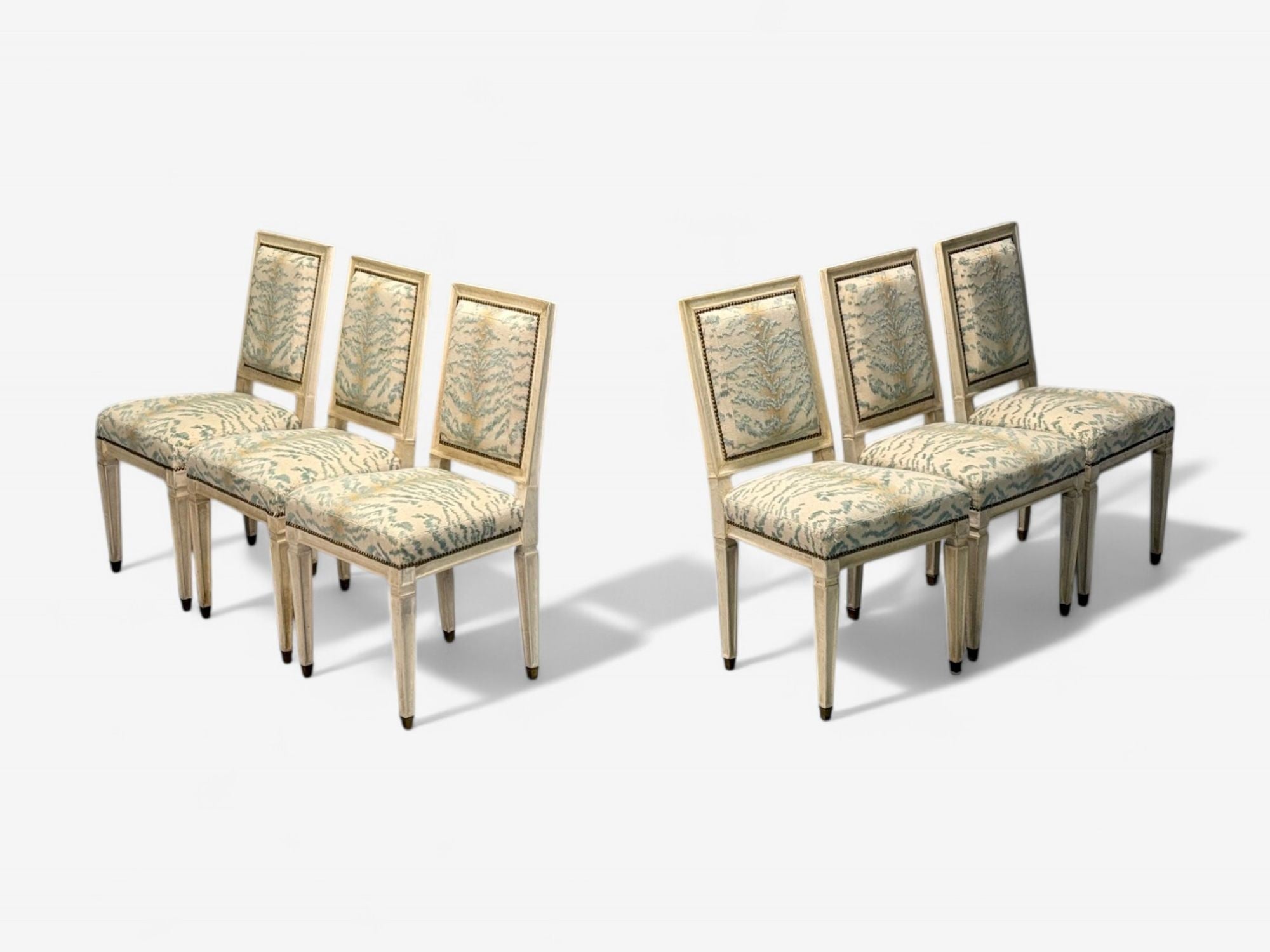 Jean-Michel Frank, Louis XVI Style, Six Dining Chairs, Parchment, France, 1930s