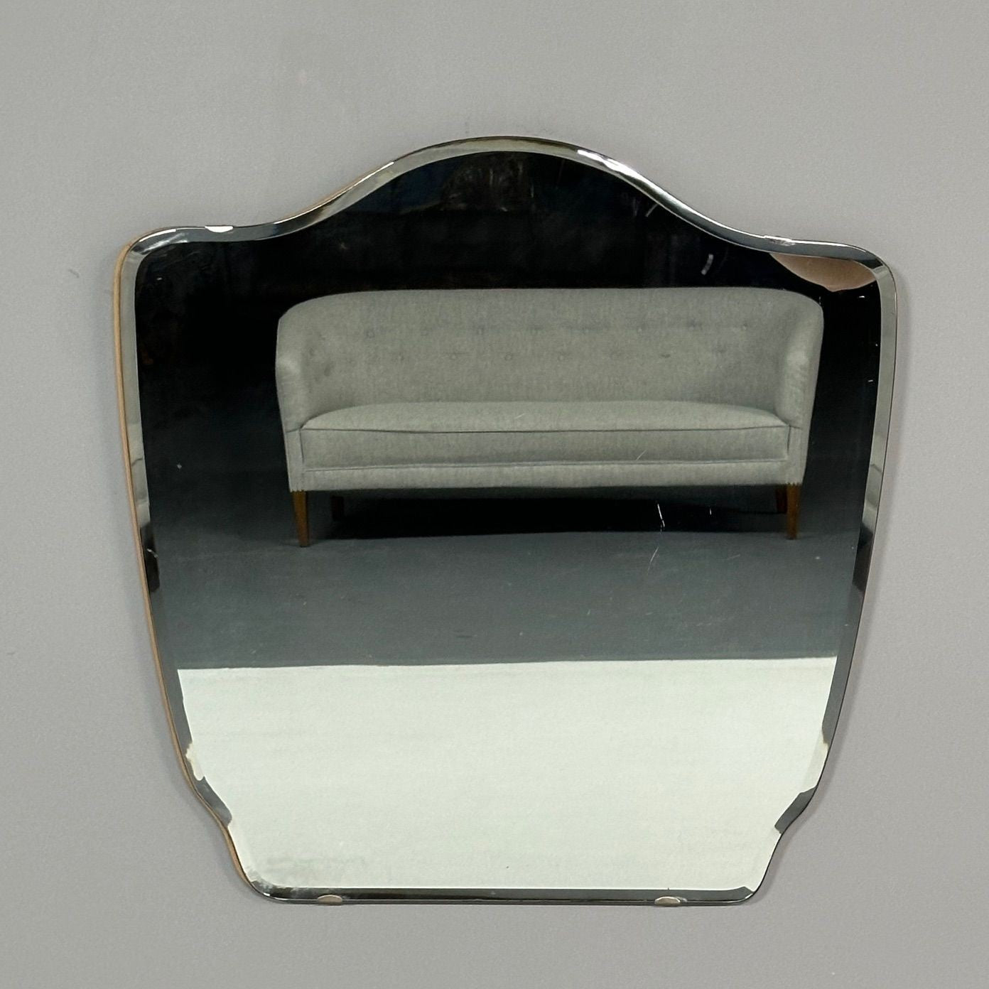 Swedish Mid-Century Modern, Small Wall Mirror, Shield Form, Sweden, 1970s