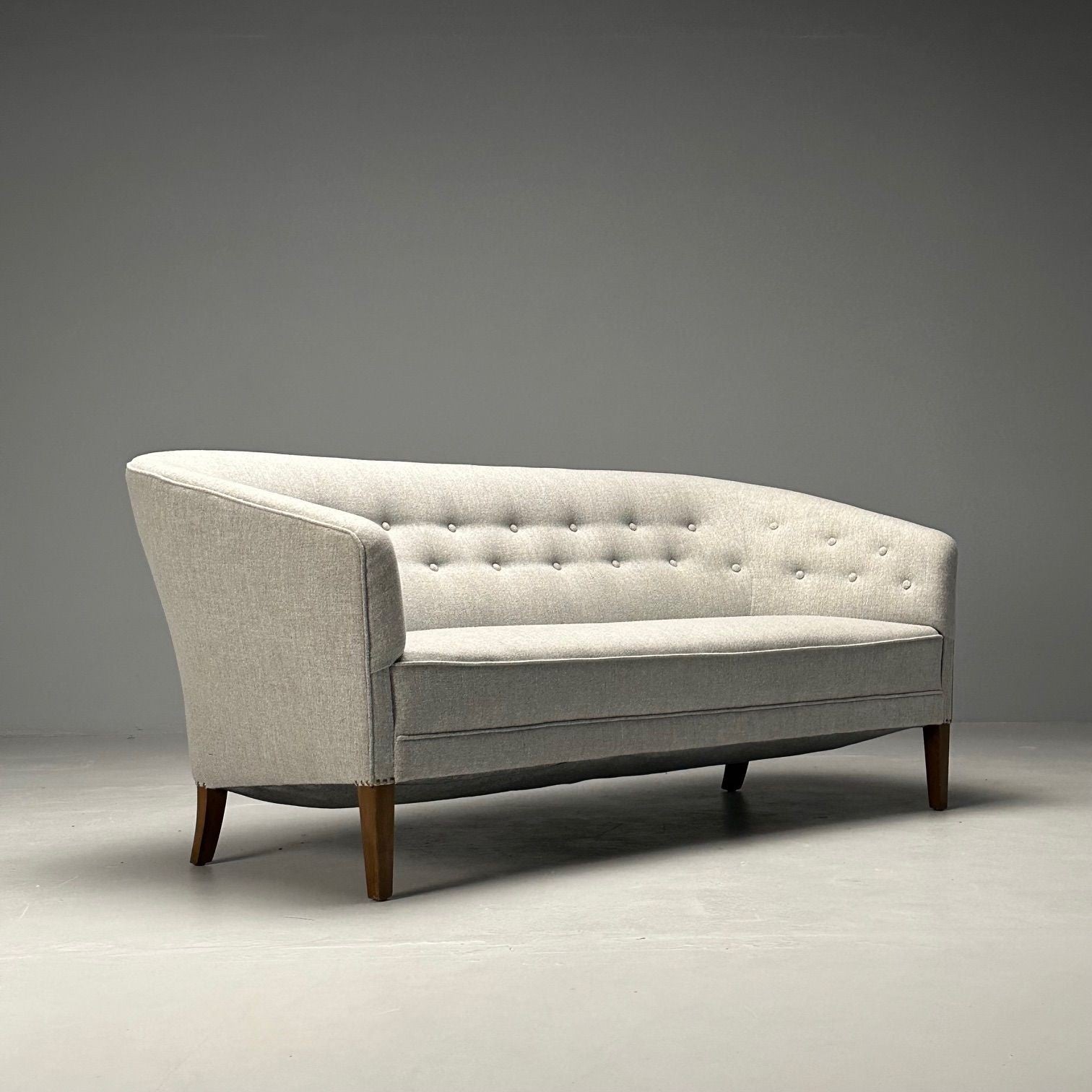 Ludvig Pontoppidan, Danish Mid-Century Modern, Sofa, Light Gray Wool, 1950s