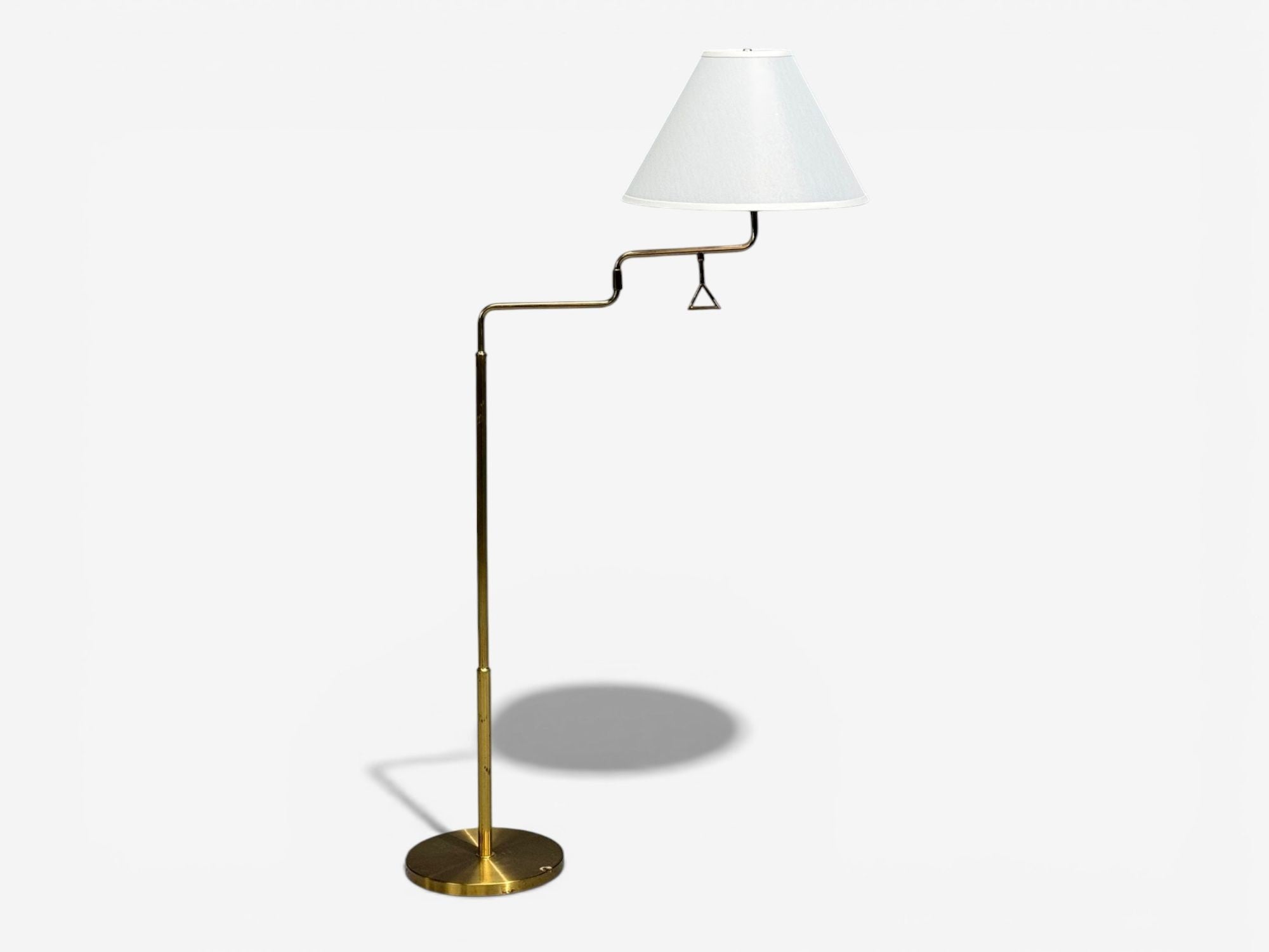 Armaturhantverk Göteborg, Articulating Floor Lamp, Brass, Fabric, Sweden, 1960s