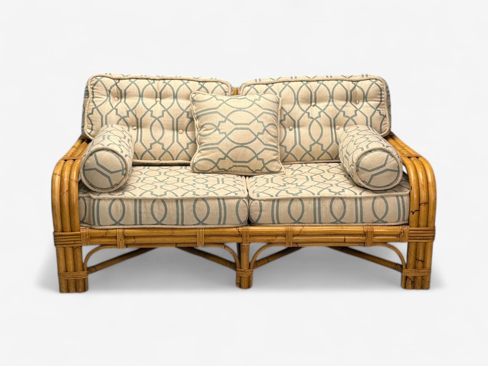 Bielecky Brothers, Modern Two Seater Sofa, Settee, Cane, Bamboo, USA, 21st C.